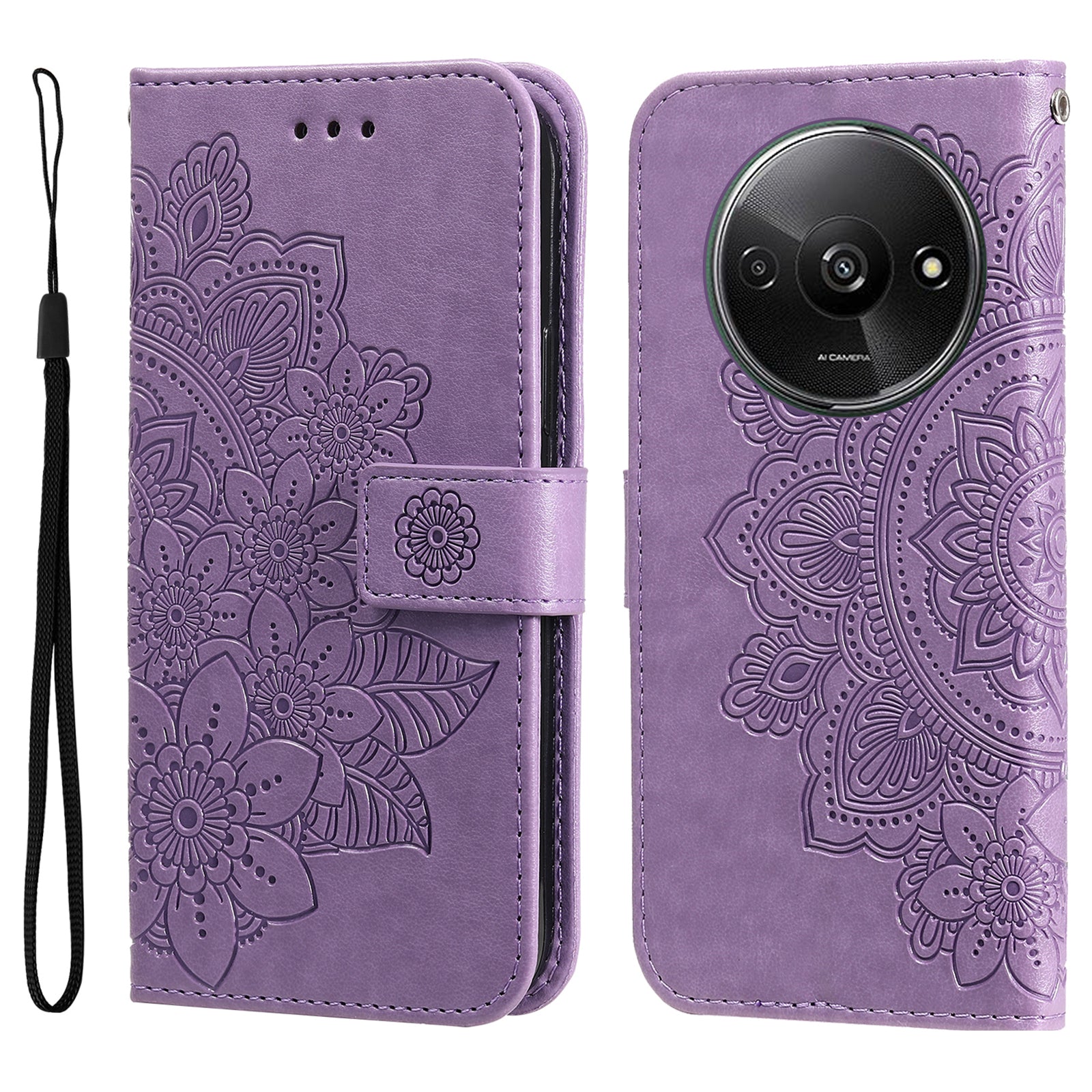 For Xiaomi Redmi A3 / Poco C61 4G Case PU Leather +TPU Phone Cover with Wallet Stand