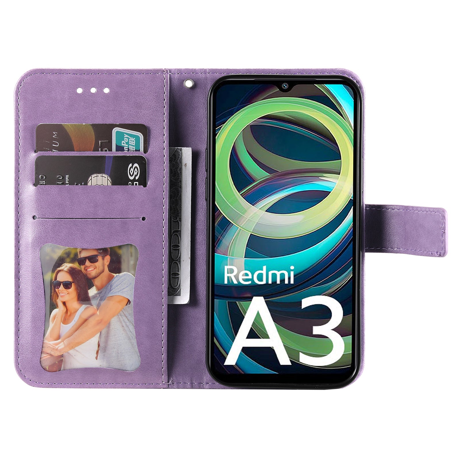 For Xiaomi Redmi A3 / Poco C61 4G Case PU Leather +TPU Phone Cover with Wallet Stand