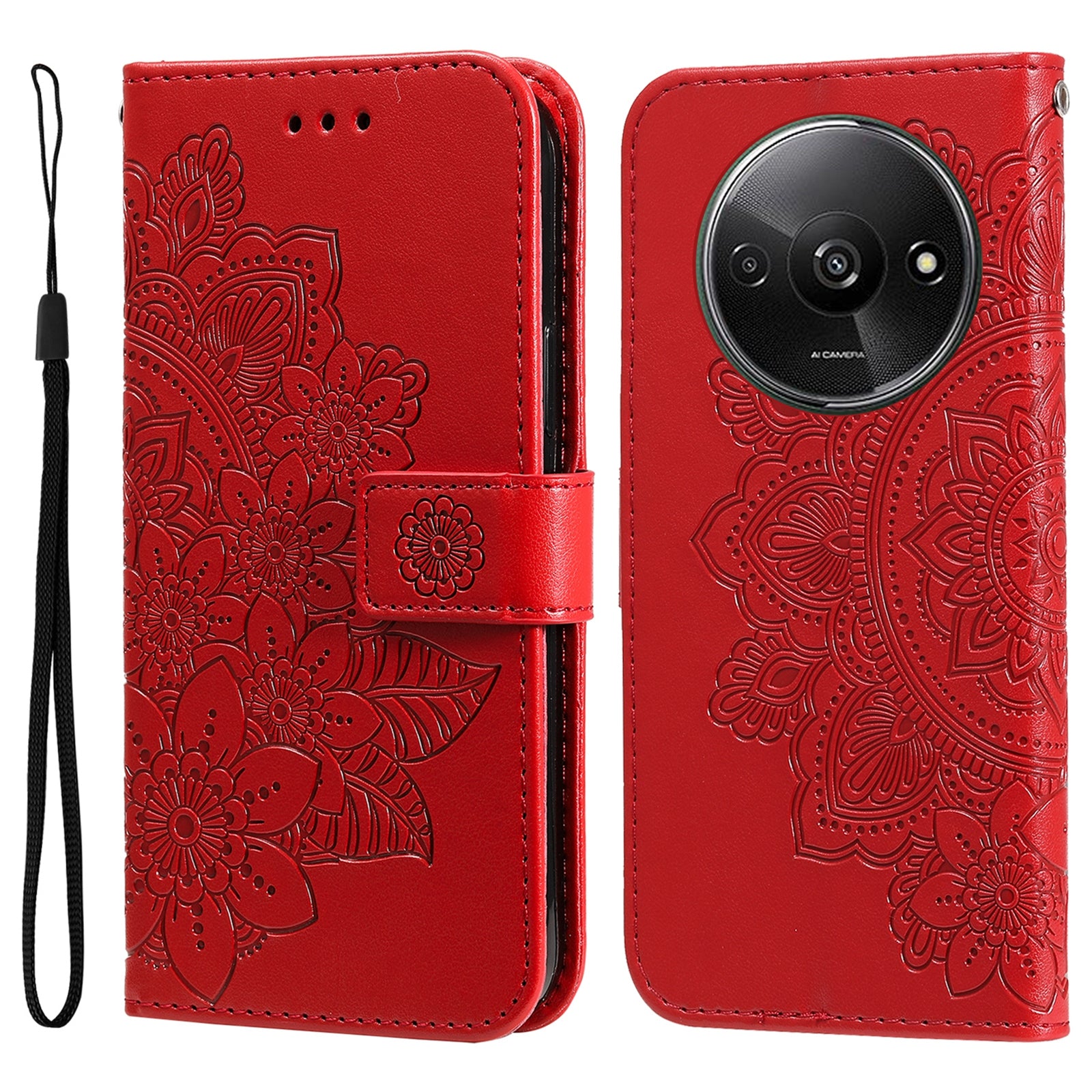 For Xiaomi Redmi A3 / Poco C61 4G Case PU Leather +TPU Phone Cover with Wallet Stand