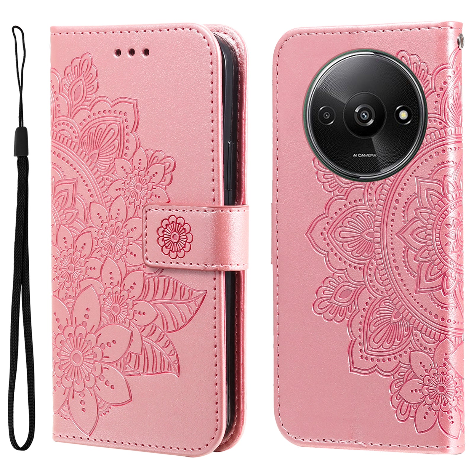 For Xiaomi Redmi A3 / Poco C61 4G Case PU Leather +TPU Phone Cover with Wallet Stand