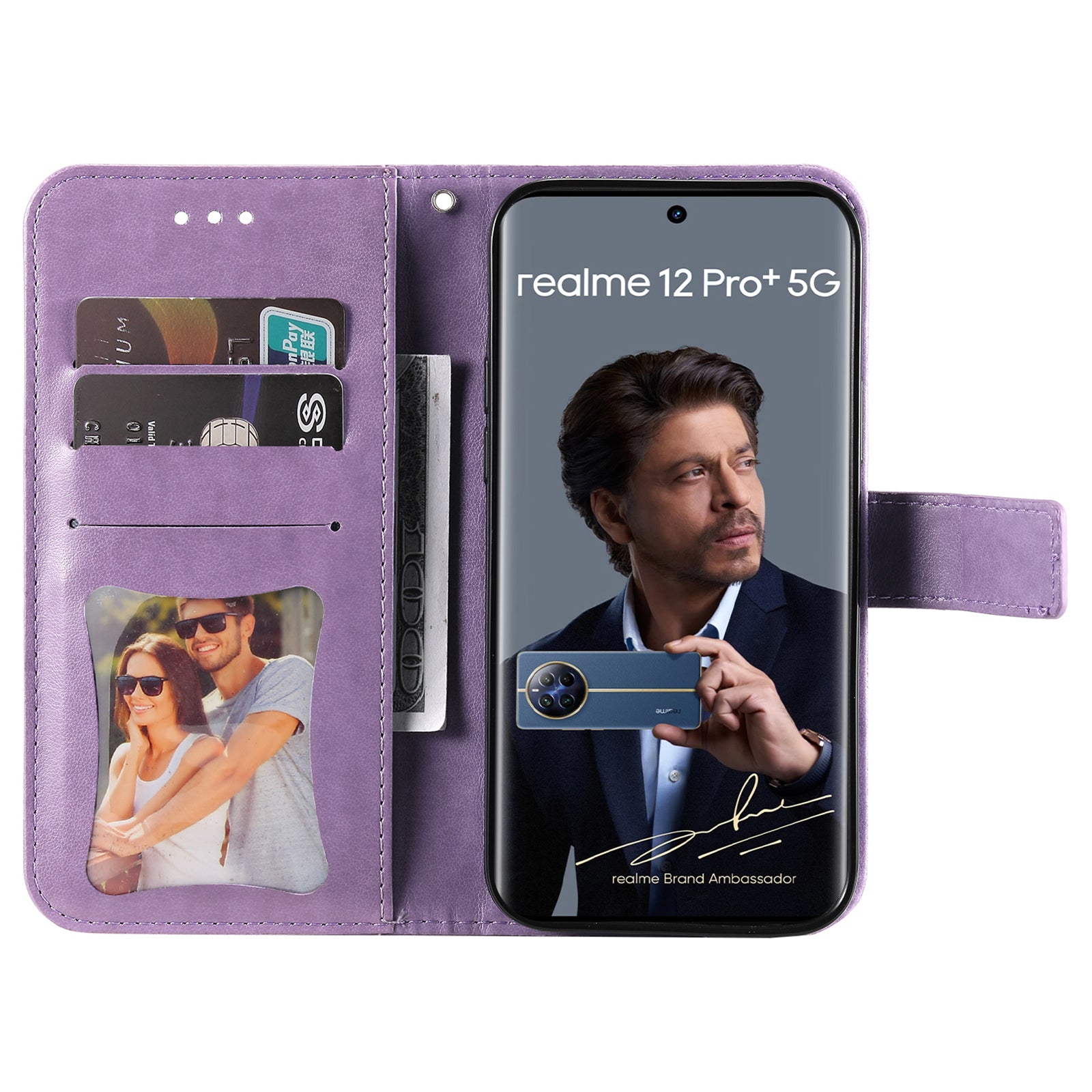 For Realme 12 Pro 5G / 12 Pro+ 5G Case Flower Imprinted PU Leather Flip Wallet Phone Cover