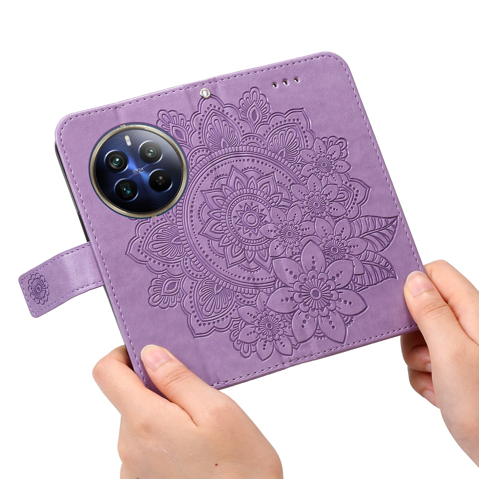 For Realme 12 Pro 5G / 12 Pro+ 5G Case Flower Imprinted PU Leather Flip Wallet Phone Cover