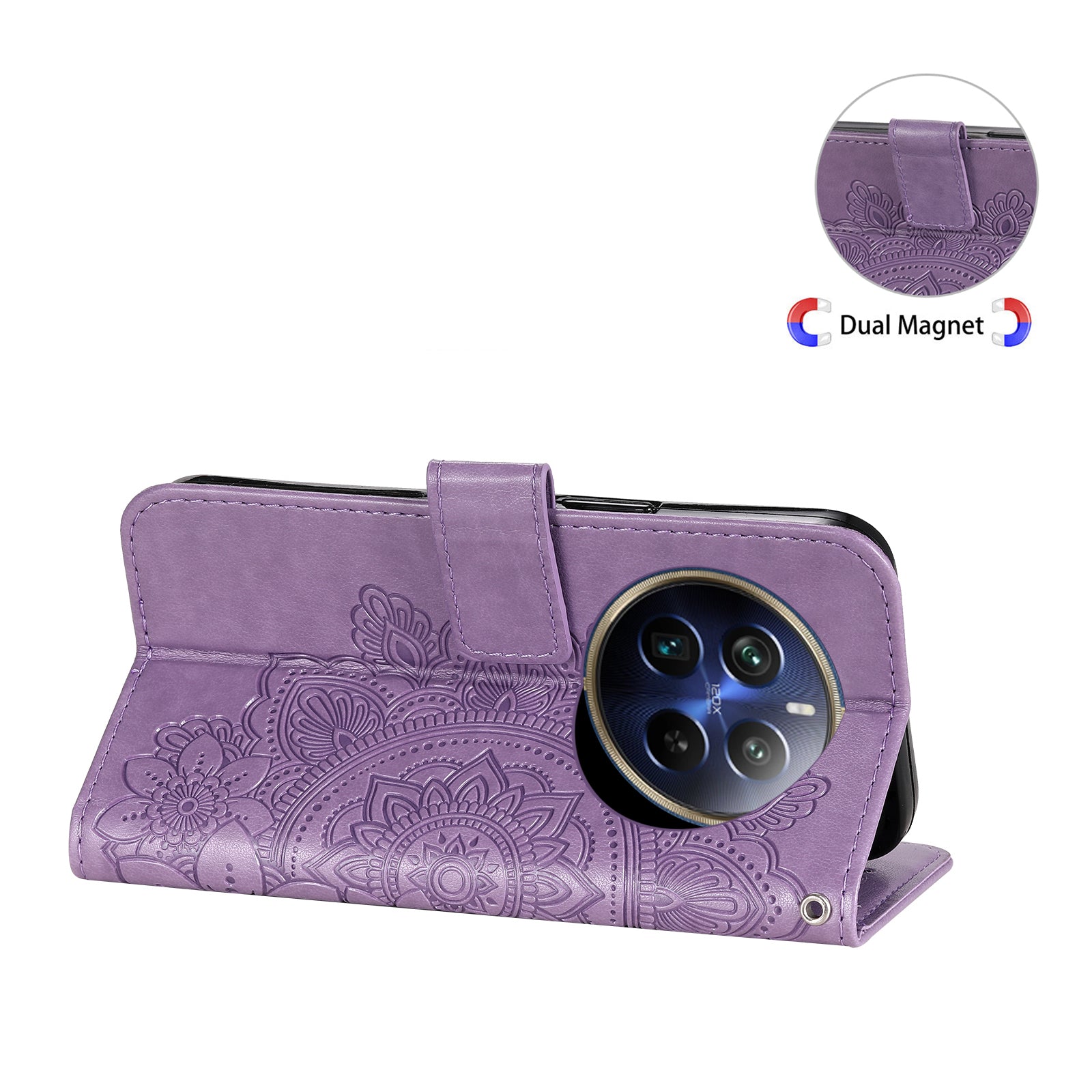For Realme 12 Pro 5G / 12 Pro+ 5G Case Flower Imprinted PU Leather Flip Wallet Phone Cover