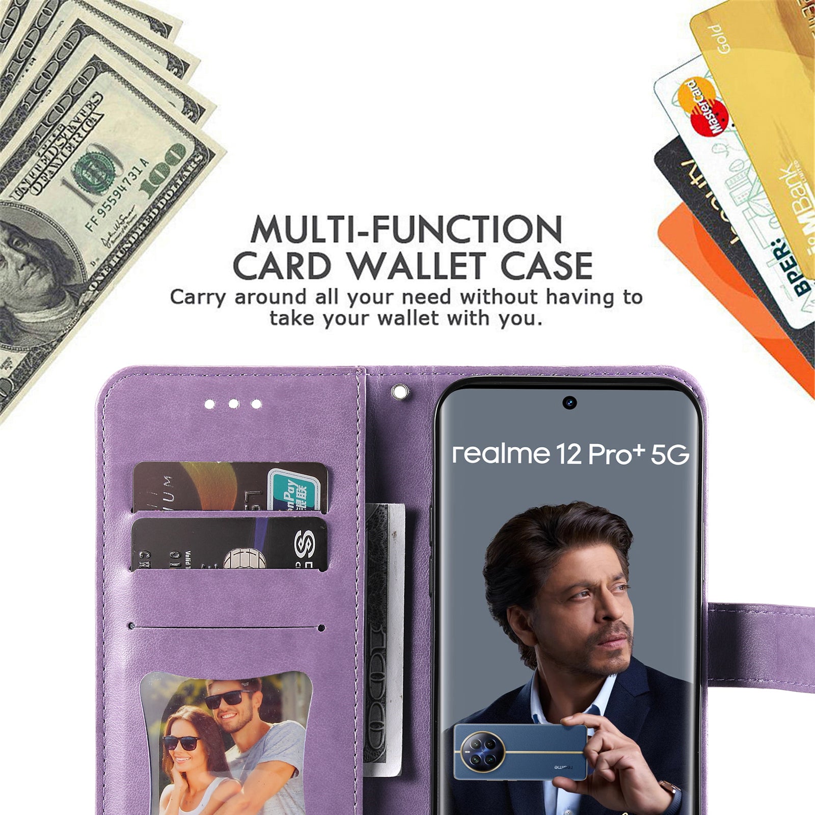 For Realme 12 Pro 5G / 12 Pro+ 5G Case Flower Imprinted PU Leather Flip Wallet Phone Cover