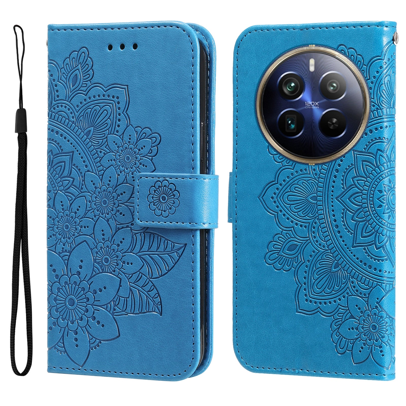 For Realme 12 Pro 5G / 12 Pro+ 5G Case Flower Imprinted PU Leather Flip Wallet Phone Cover