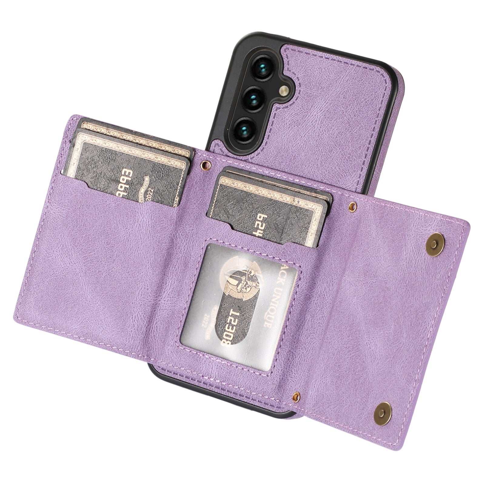 For Samsung Galaxy A14 5G / 4G Case RFID Blocking Wallet Leather Coated TPU Phone Cover