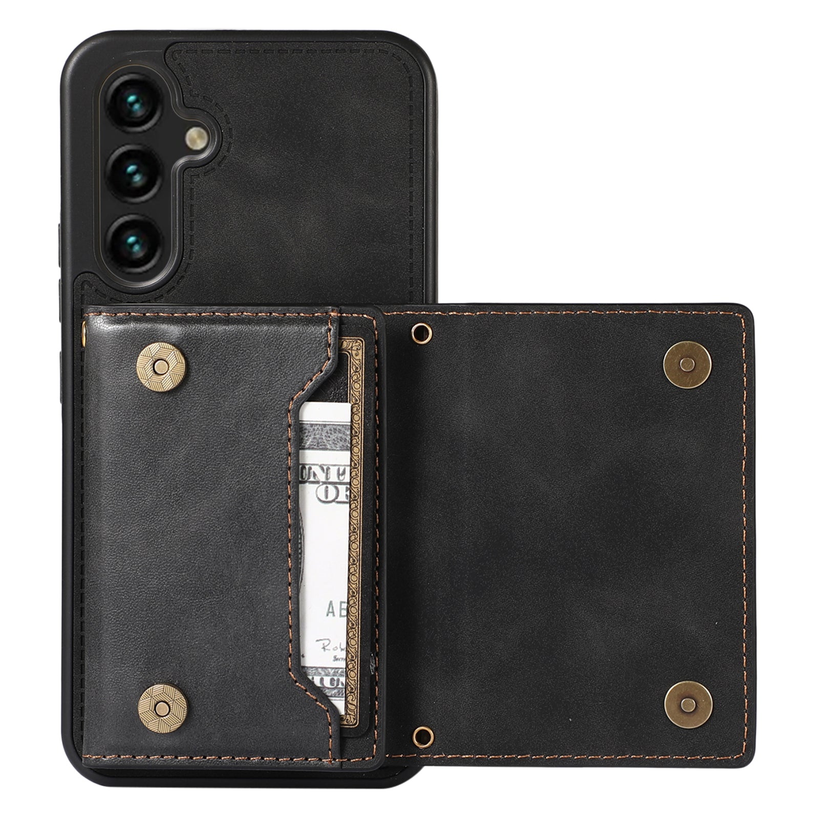 For Samsung Galaxy S23 Case Leather+TPU Kickstand Cover with Lanyard RFID Blocking Wallet