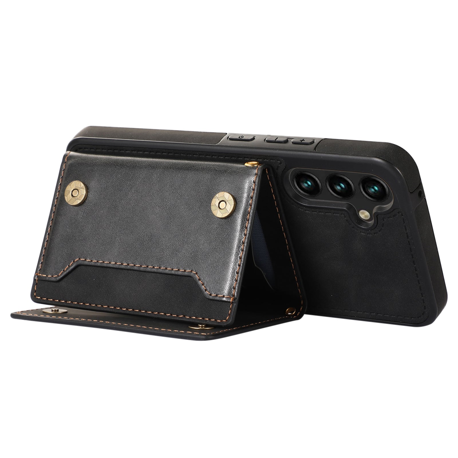 For Samsung Galaxy S23 Case Leather+TPU Kickstand Cover with Lanyard RFID Blocking Wallet