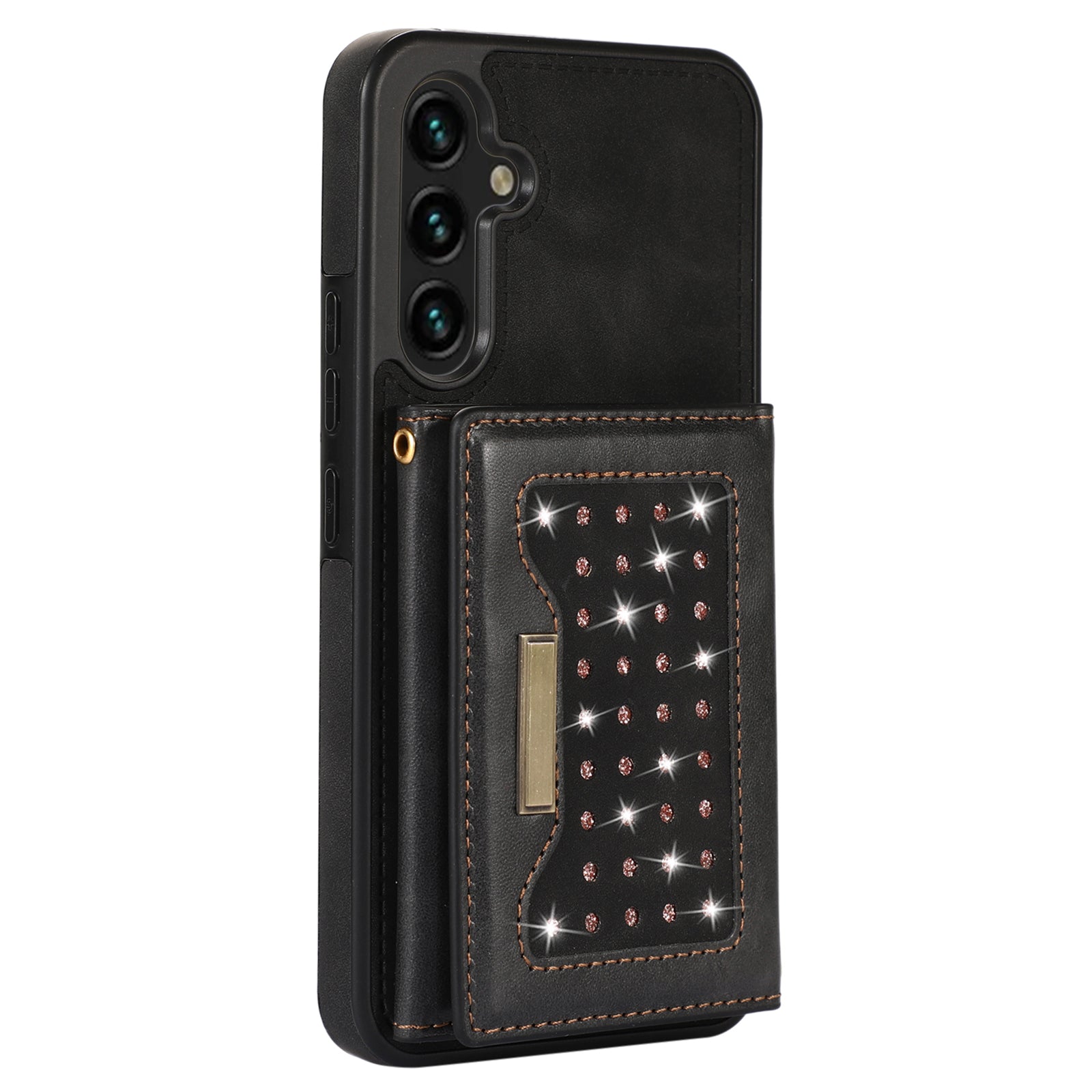For Samsung Galaxy S23 Case Leather+TPU Kickstand Cover with Lanyard RFID Blocking Wallet