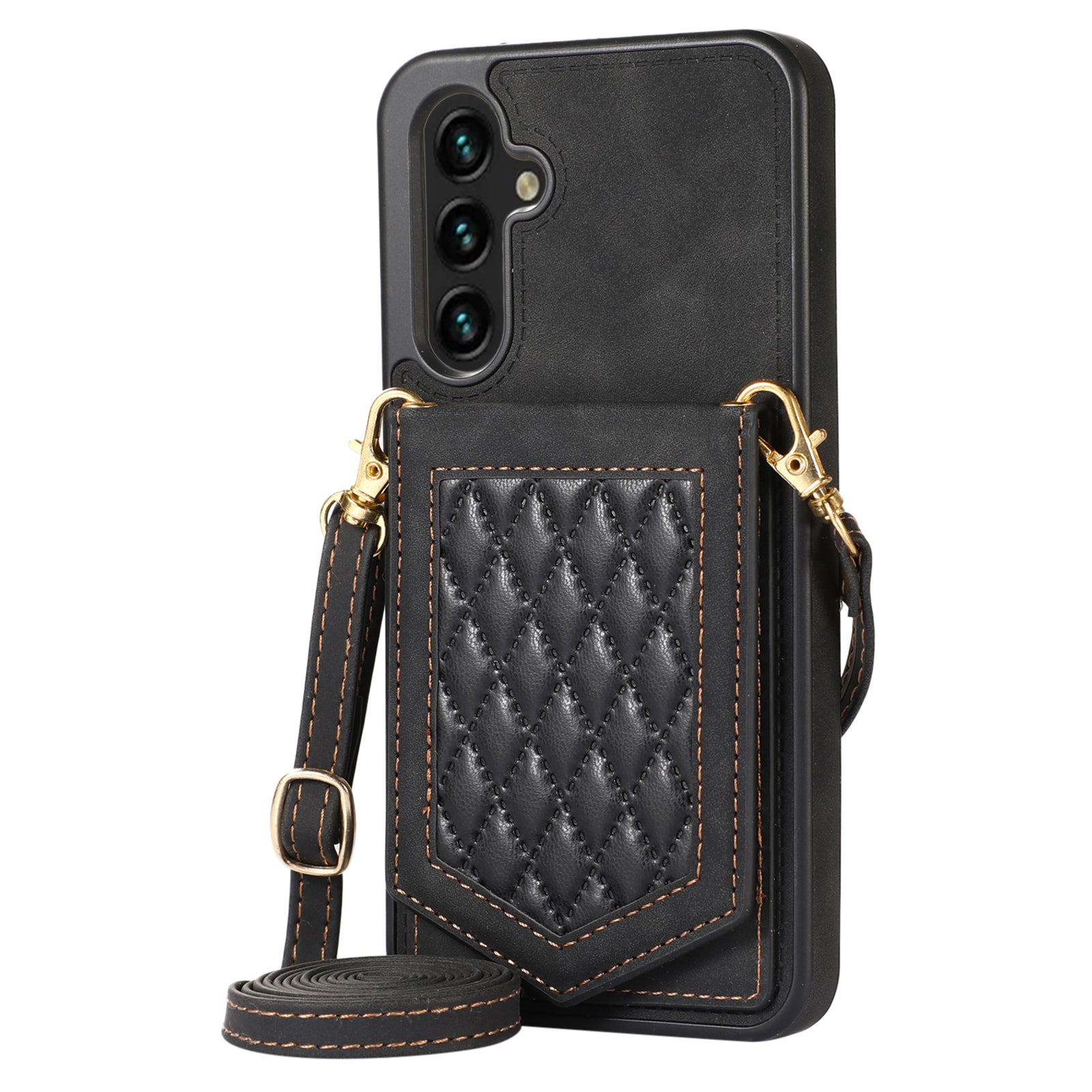 For Samsung Galaxy S23 FE Case Phone Cover RFID Blocking Leather+TPU Cover with Lanyard