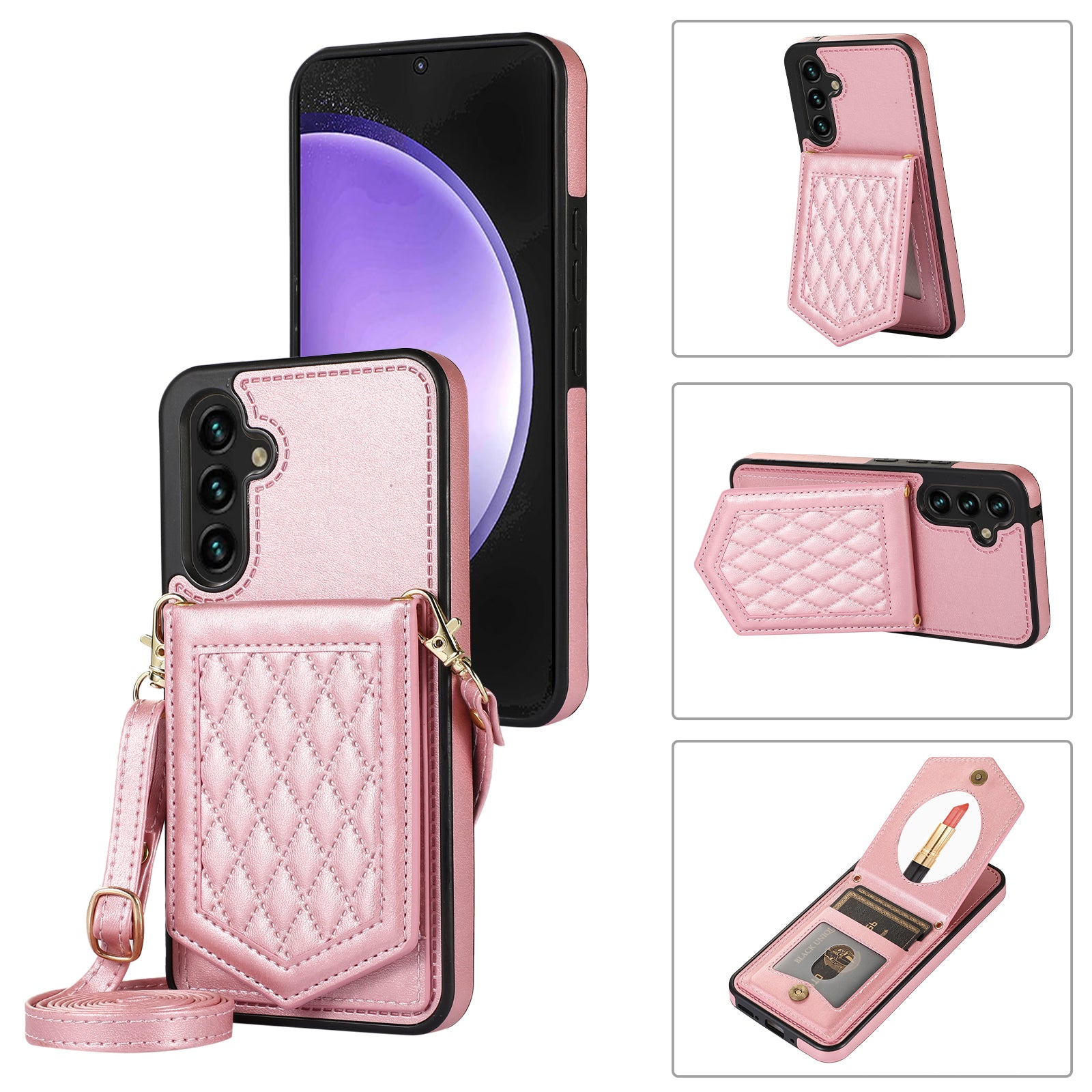 For Samsung Galaxy S23 FE Case Phone Cover RFID Blocking Leather+TPU Cover with Lanyard