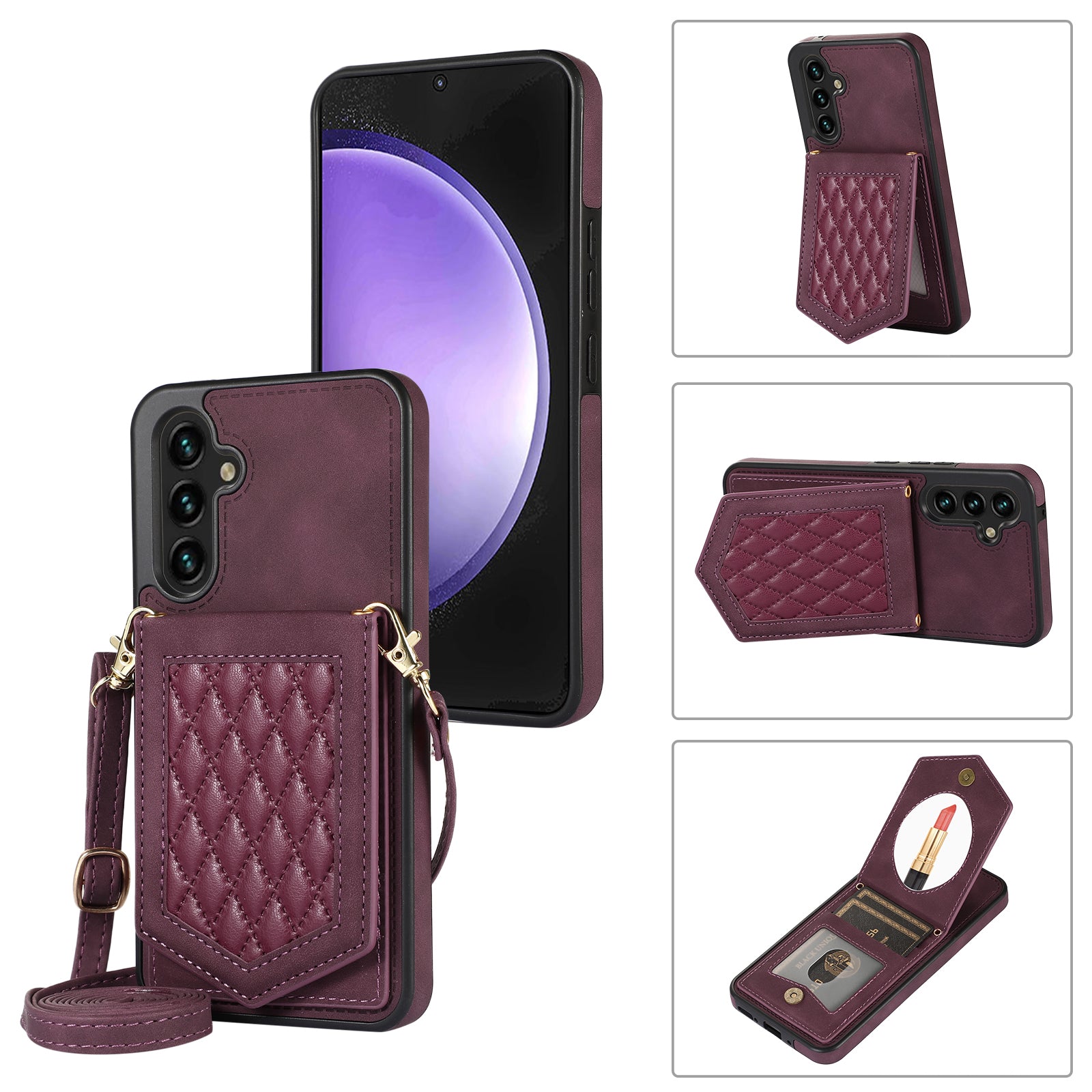 For Samsung Galaxy S23 FE Case Phone Cover RFID Blocking Leather+TPU Cover with Lanyard