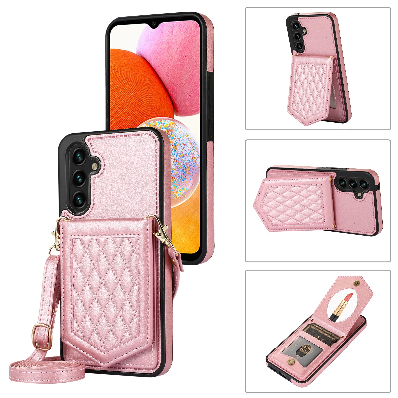 For Samsung Galaxy A14 5G / 4G Cover TPU Leather Phone Case RFID Blocking Hidden Mirror