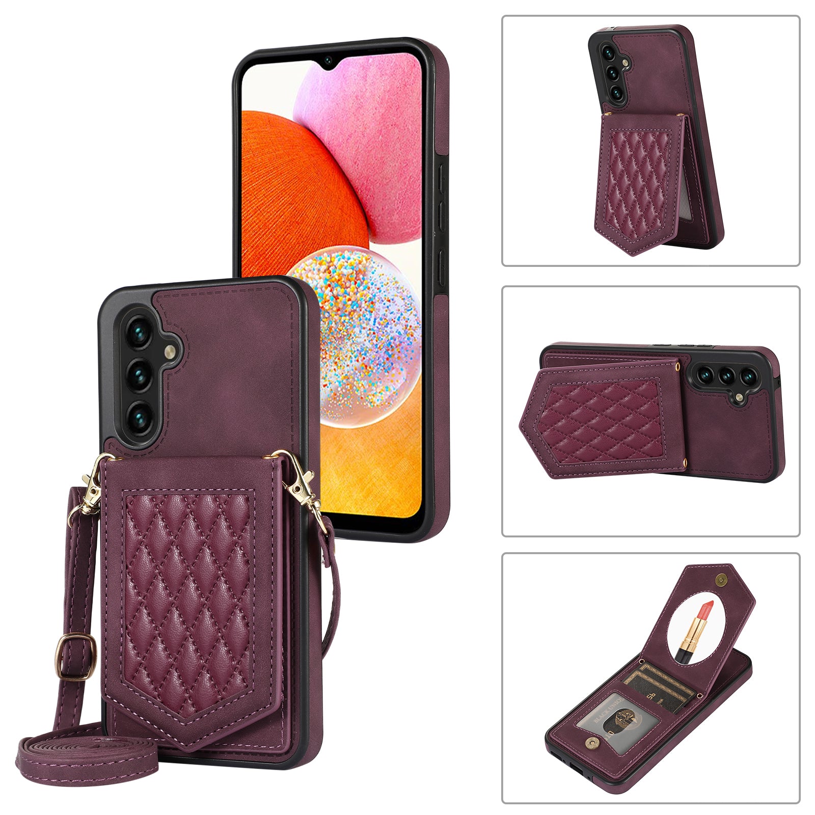 For Samsung Galaxy A14 5G / 4G Cover TPU Leather Phone Case RFID Blocking Hidden Mirror