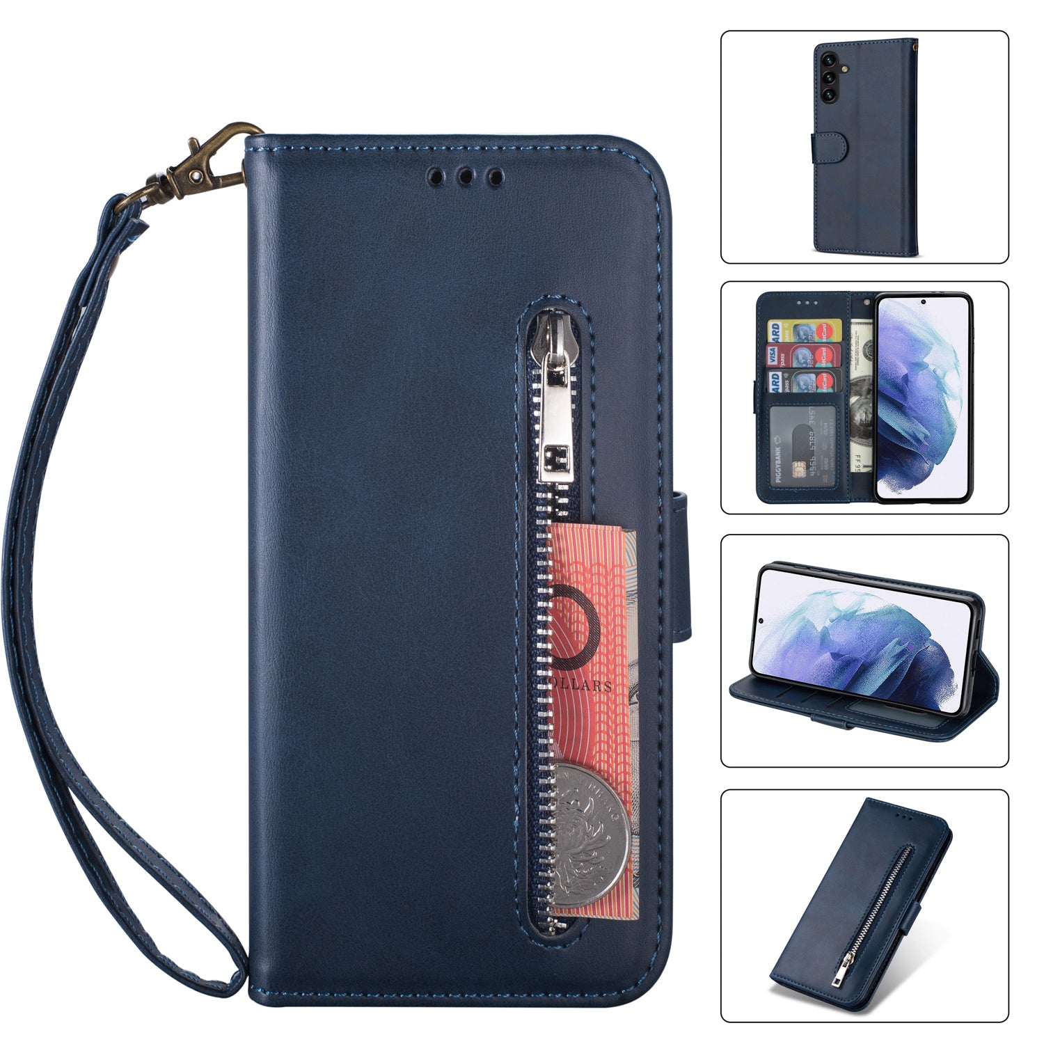 For Samsung Galaxy A25 5G (Global) (161.0 x 76.5 x 8.3mm) Leather Case Zipper Wallet Phone Cover