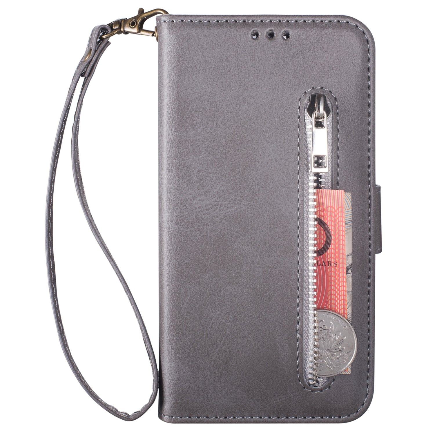 For Samsung Galaxy A35 5G Case with Strap Zipper Wallet PU Leather Stand Phone Cover