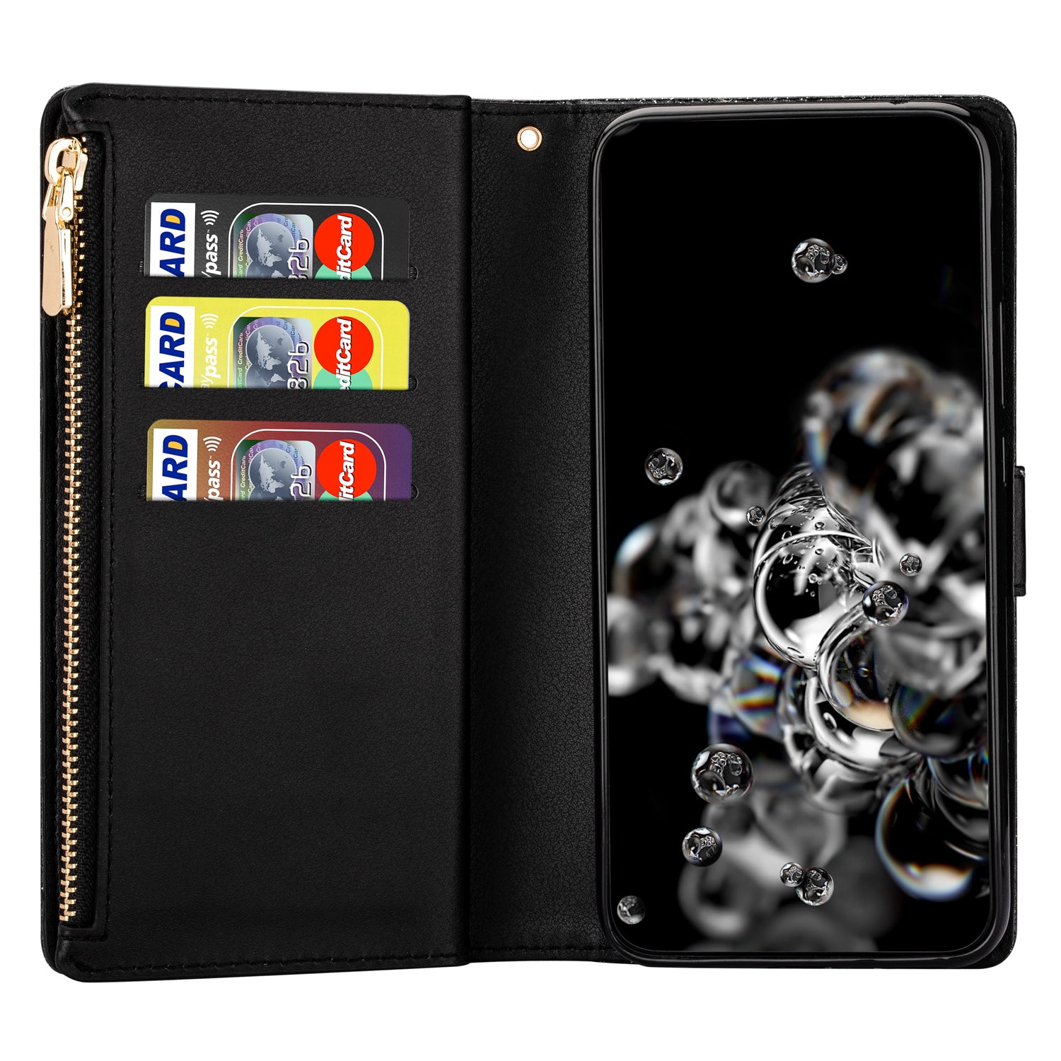For Xiaomi Redmi Note 13 5G Case Zipper Wallet PU Leather Glitter Phone Cover