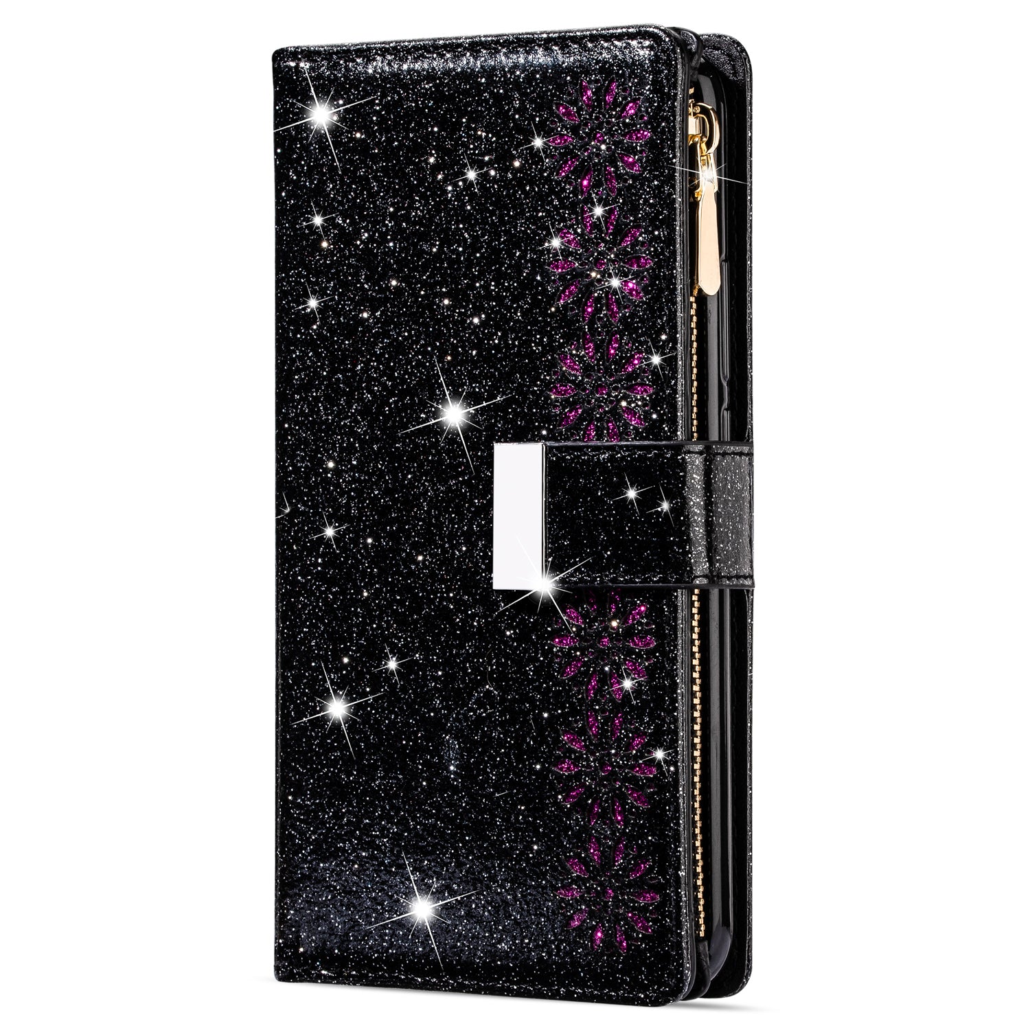 For Xiaomi Redmi Note 13 5G Case Zipper Wallet PU Leather Glitter Phone Cover