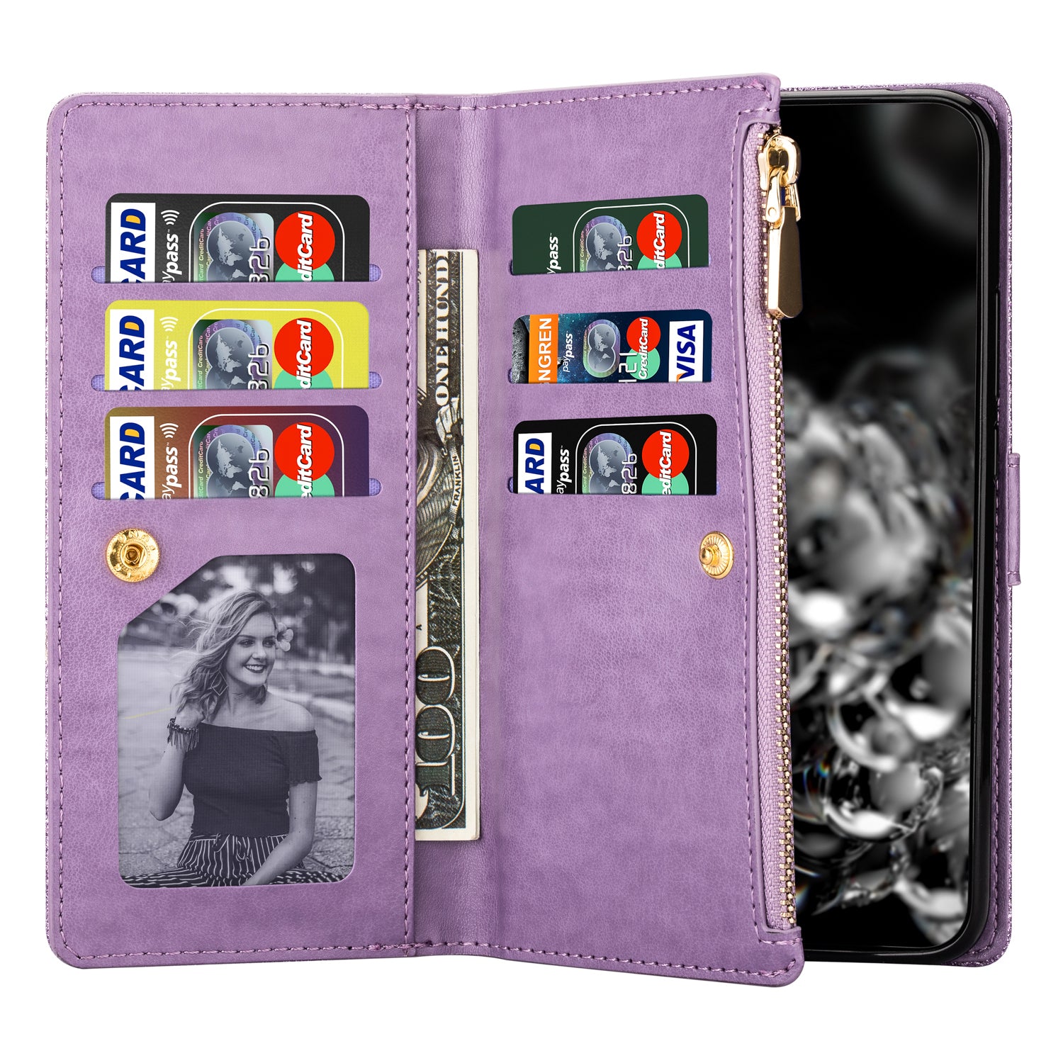 For Samsung Galaxy A35 5G Leather Case Zipper Wallet Phone Cover with Folding Stand