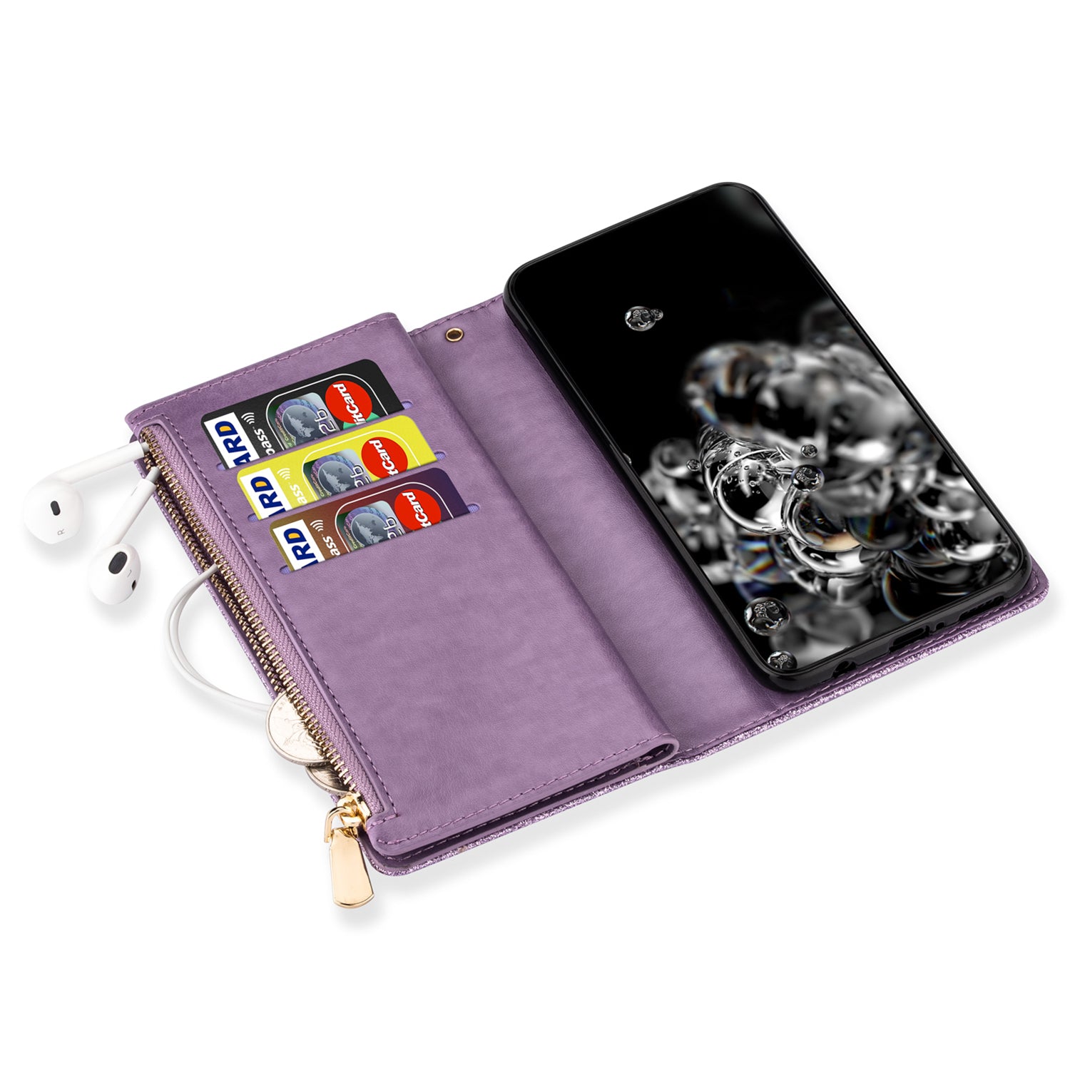 For Samsung Galaxy A35 5G Leather Case Zipper Wallet Phone Cover with Folding Stand