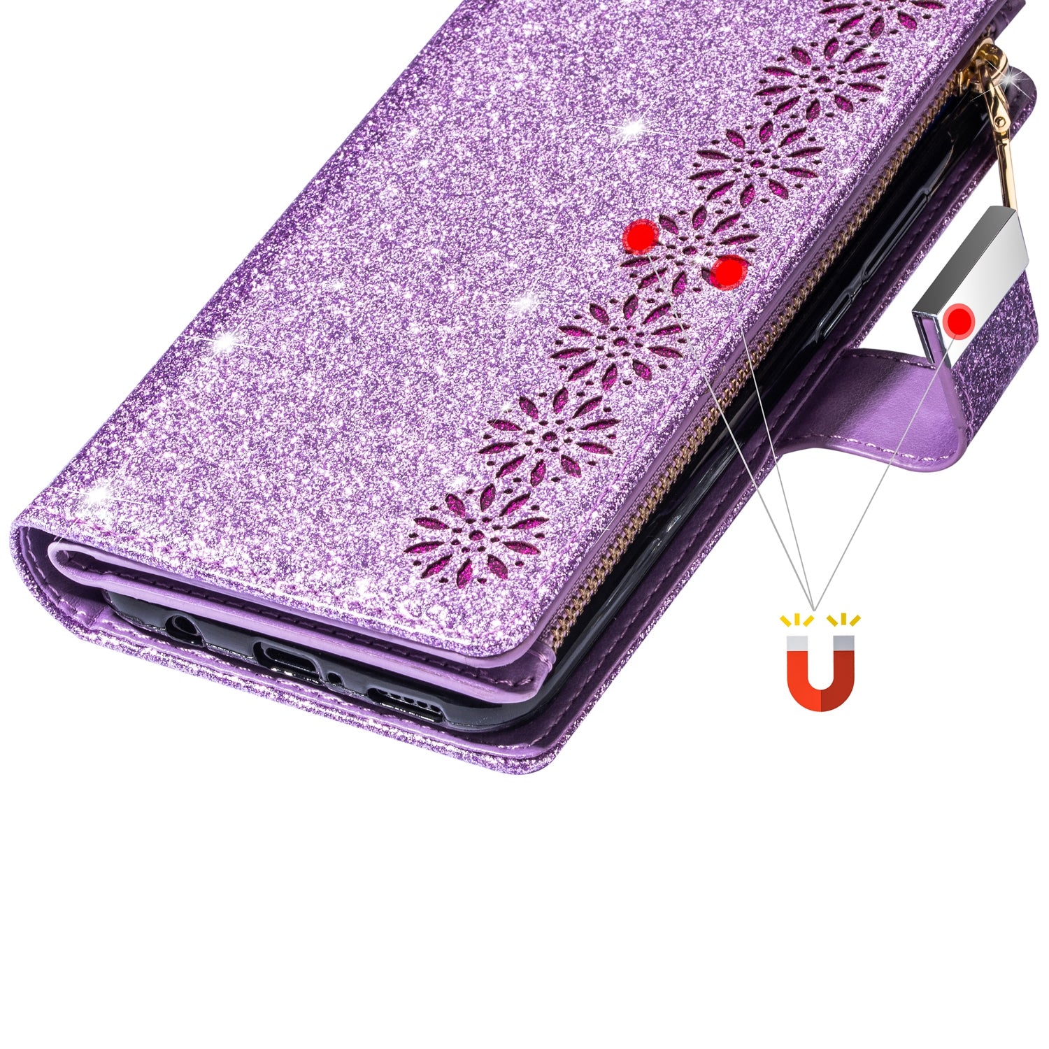 For Samsung Galaxy A35 5G Leather Case Zipper Wallet Phone Cover with Folding Stand