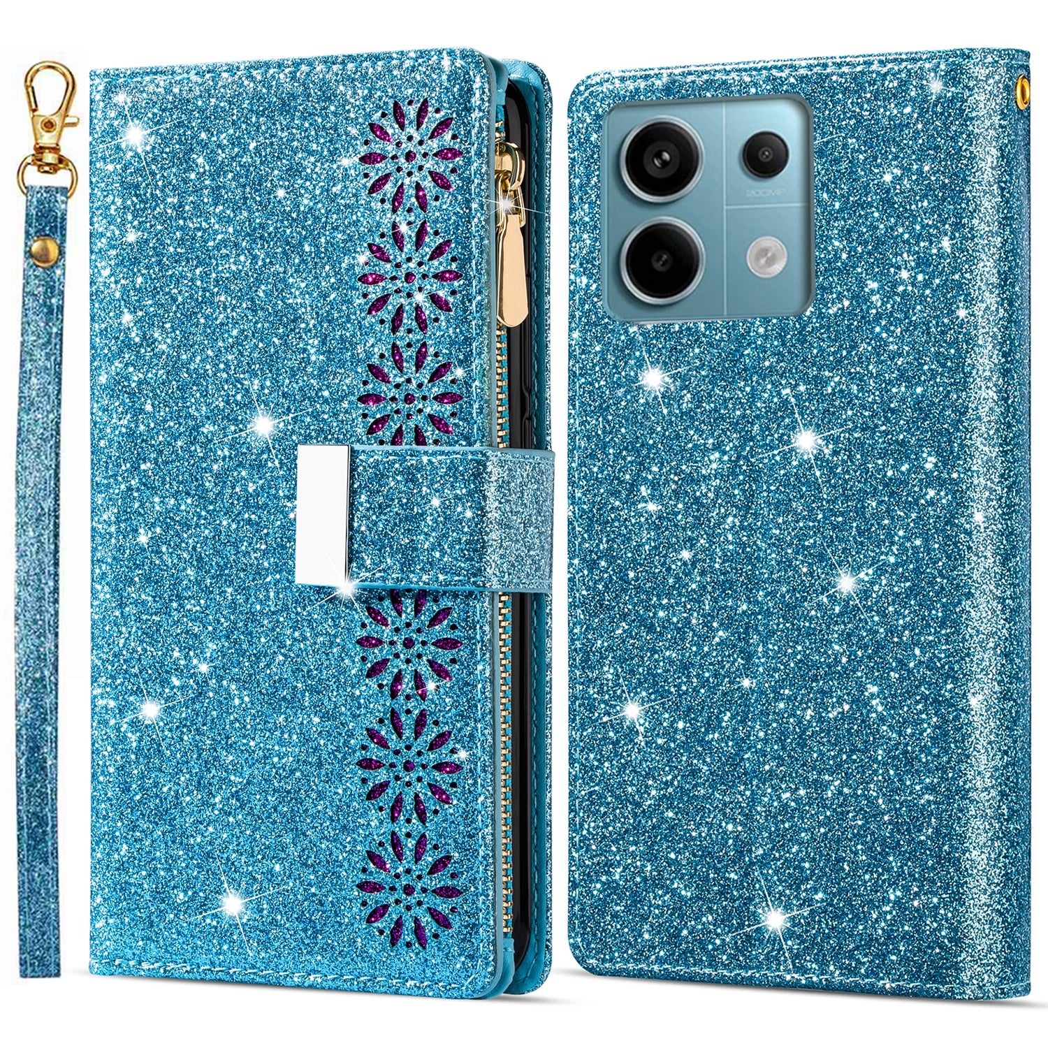 For Xiaomi Redmi Note 13 Pro 5G / Poco X6 5G Case Leather Phone Cover Glitter Surface