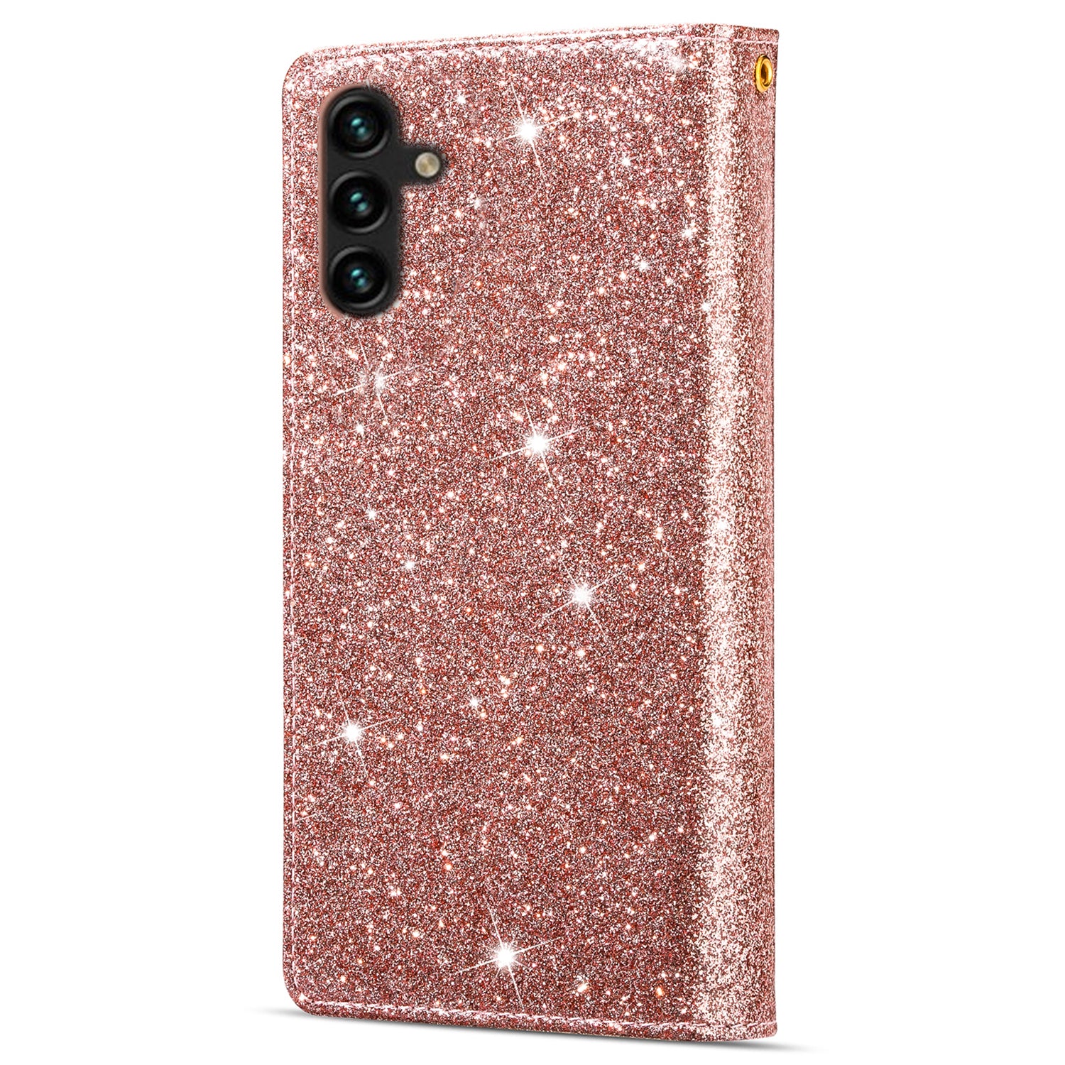 For Samsung Galaxy A55 5G Leather Case Stand Zipper Wallet Glittery Phone Cover