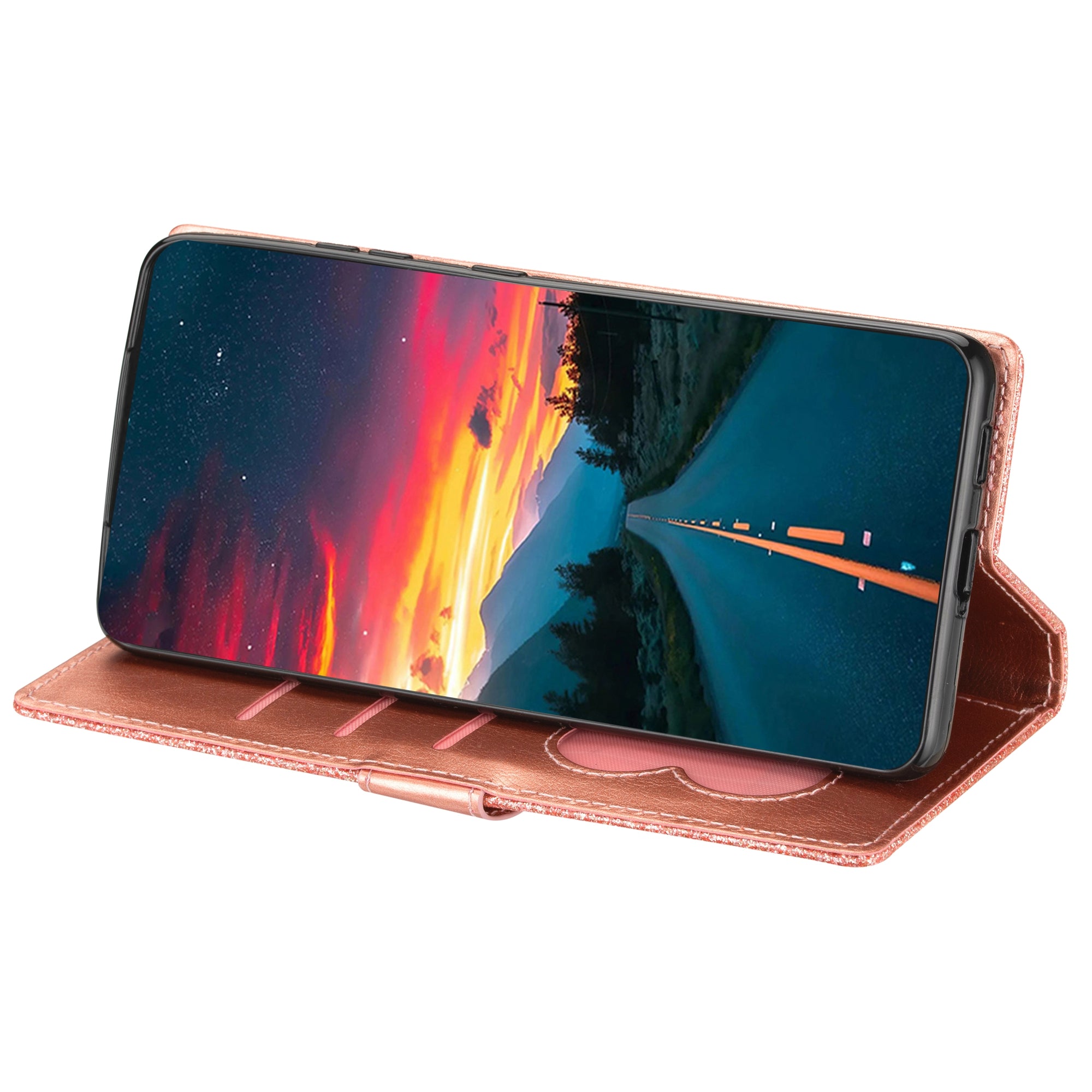 For Xiaomi Redmi Note 13 5G Case Stand Glitter Phone Leather Cover Zipper Pocket