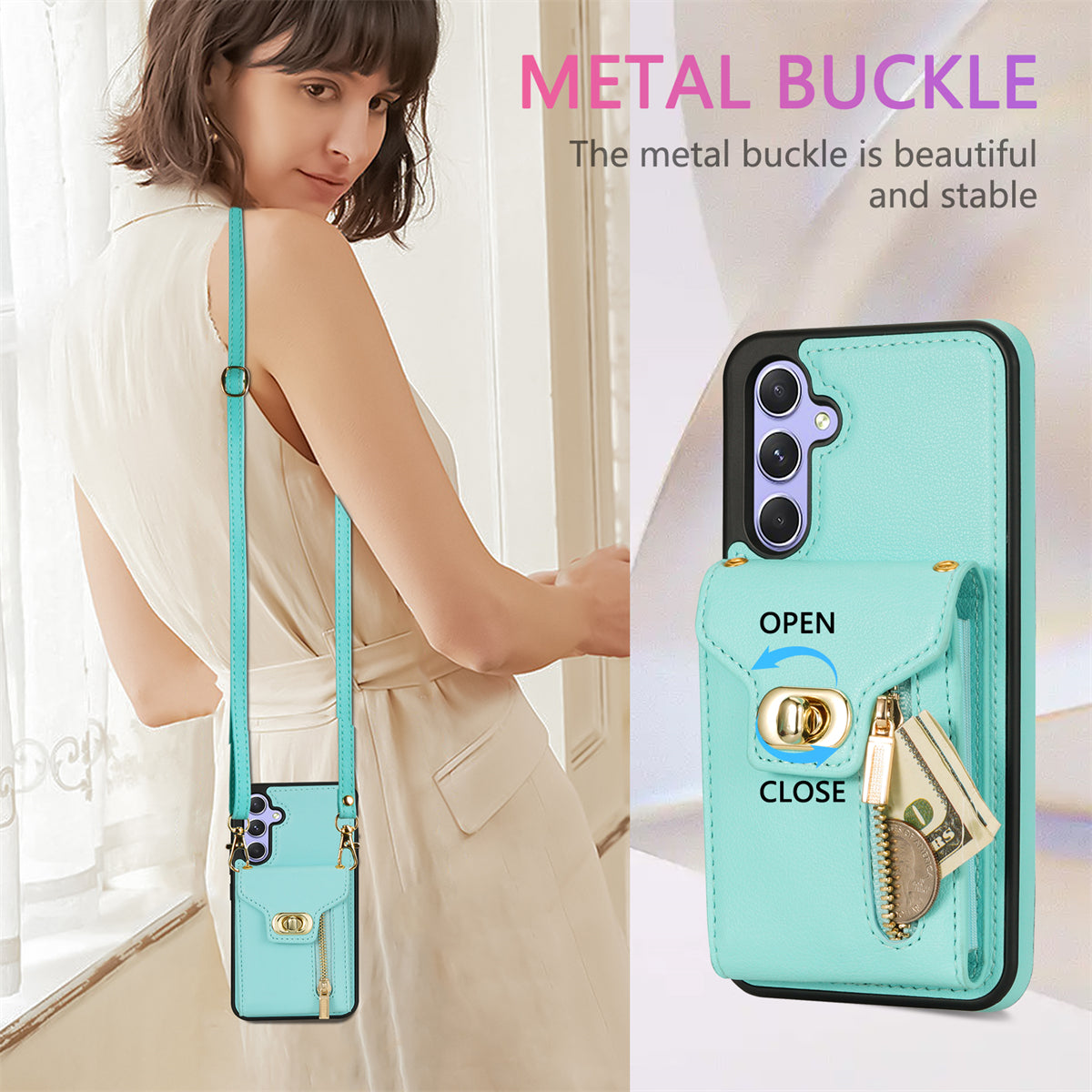 For Samsung Galaxy S23 FE Case Leather + TPU Crossbody Phone Card Bag