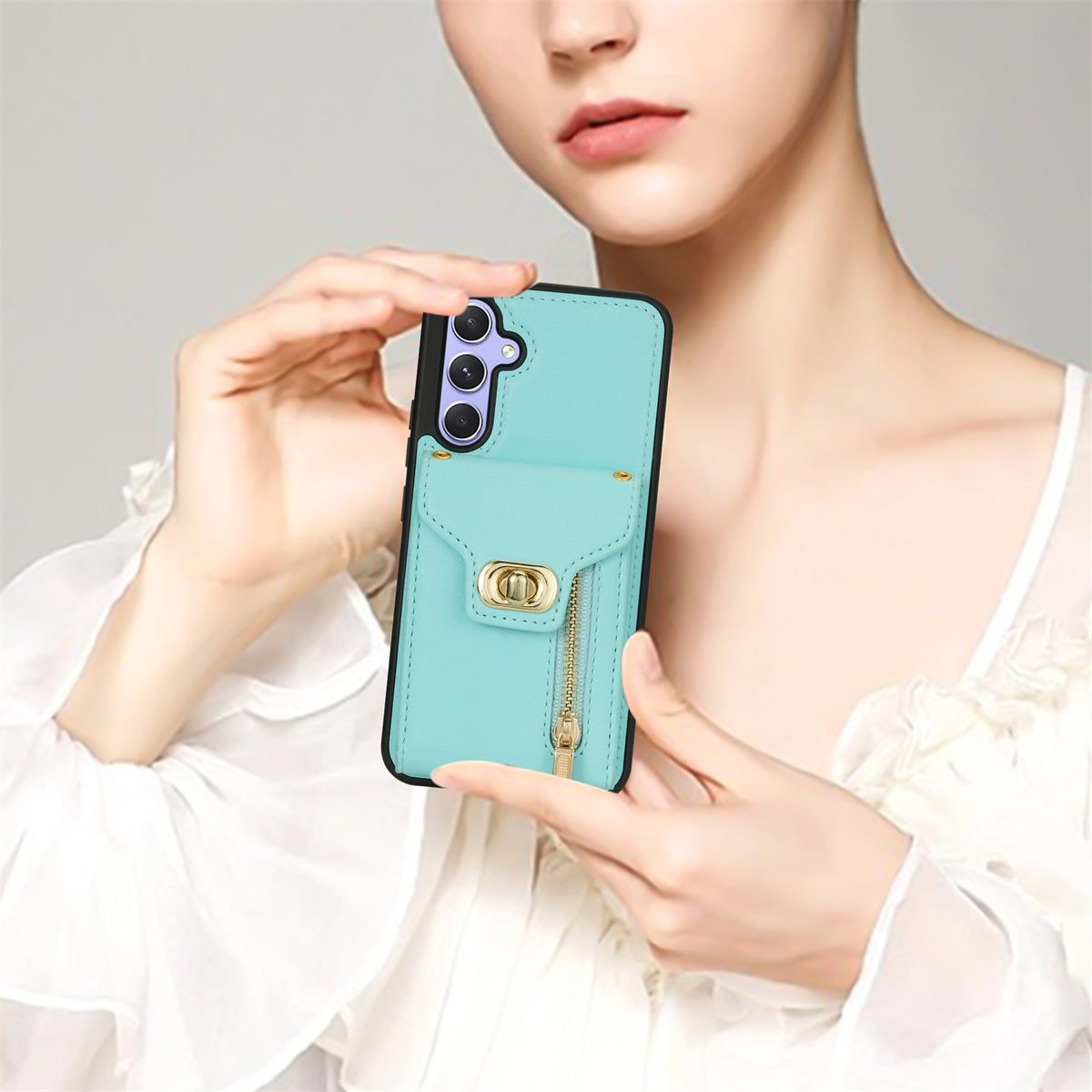 For Samsung Galaxy S23 FE Case Leather + TPU Crossbody Phone Card Bag