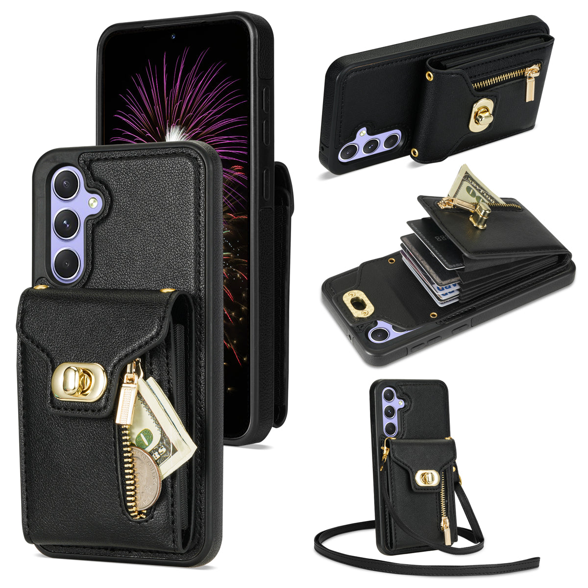 For Samsung Galaxy S23 FE Case Leather + TPU Crossbody Phone Card Bag