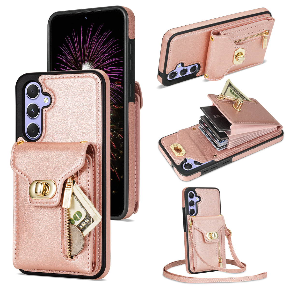 For Samsung Galaxy S23 FE Case Leather + TPU Crossbody Phone Card Bag