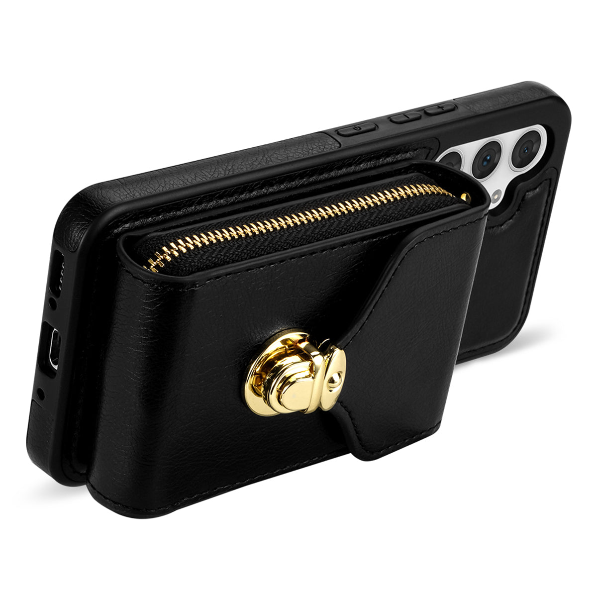For Samsung Galaxy S23 FE Case Card Holder Zipper Phone Bag Leather+TPU Cover