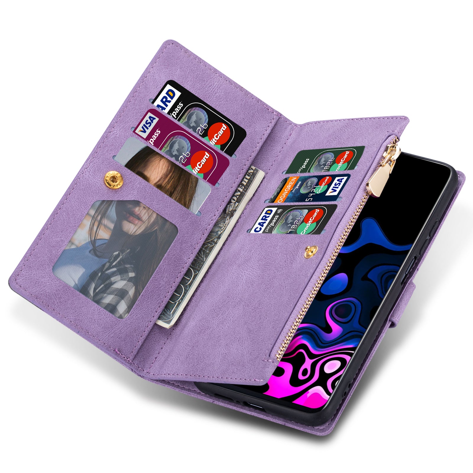 For Xiaomi Redmi Note 13 Pro 5G / Poco X6 5G Cell Phone Cases Color Splicing Zipper Pocket Cover