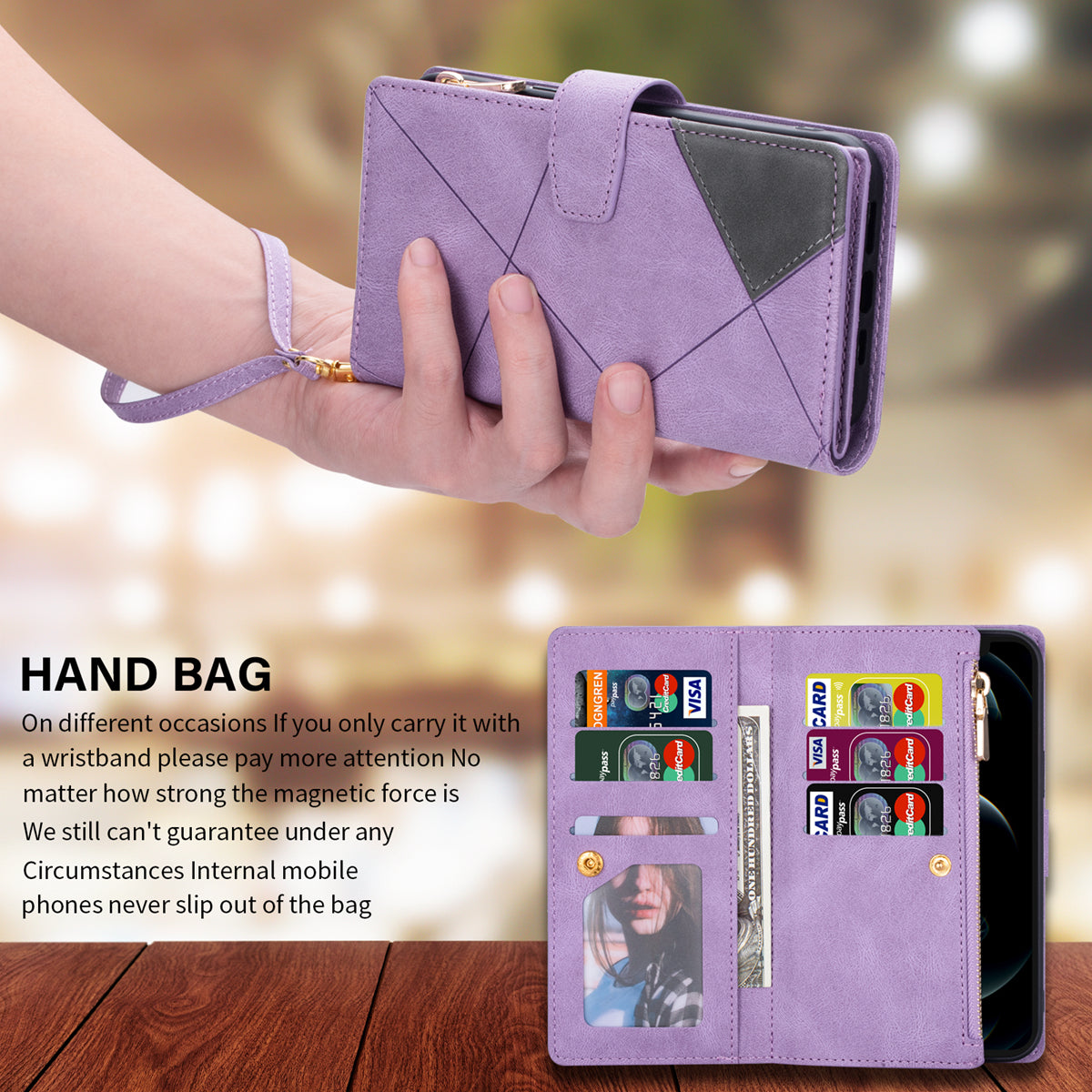 For Xiaomi Redmi Note 13 Pro 5G / Poco X6 5G Cell Phone Cases Color Splicing Zipper Pocket Cover