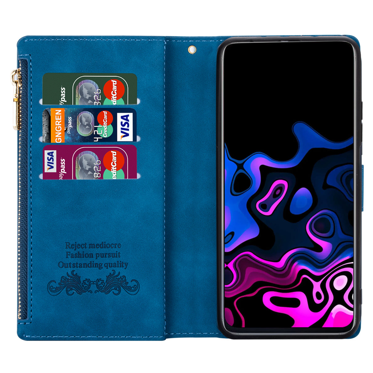 Color Splicing Case for Xiaomi Redmi Note 13 5G Phone Cover Zipper Pocket Wallet Shell