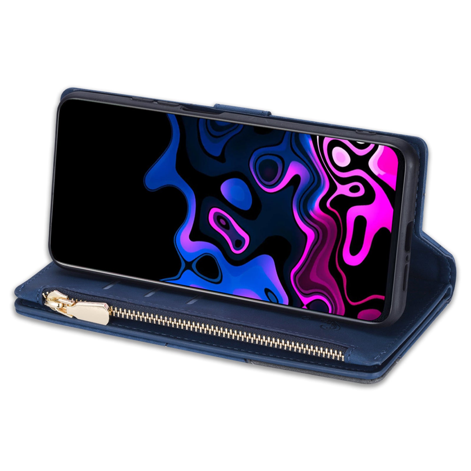 Color Splicing Case for Xiaomi Redmi Note 13 5G Phone Cover Zipper Pocket Wallet Shell