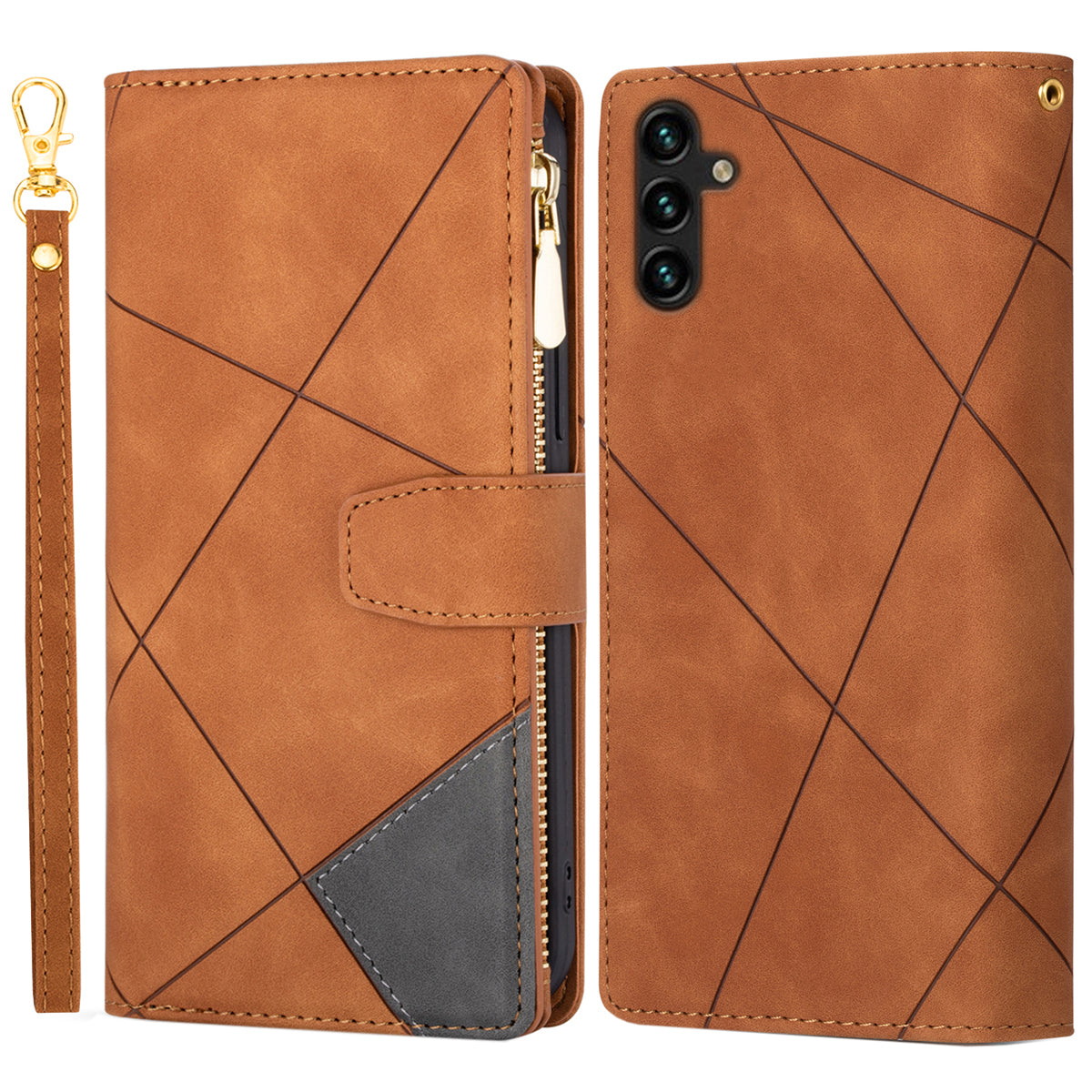 For Samsung Galaxy A25 5G (Global) (161.0 x 76.5 x 8.3mm) Leather Case Color Splicing Wallet Cover