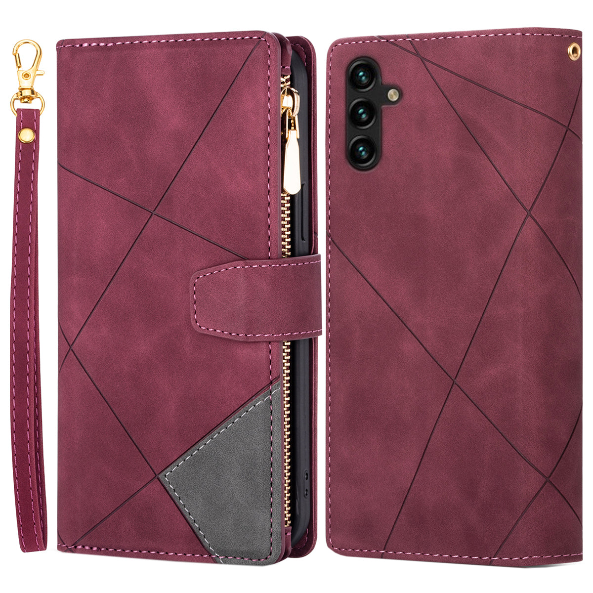 For Samsung Galaxy A25 5G (Global) (161.0 x 76.5 x 8.3mm) Leather Case Color Splicing Wallet Cover