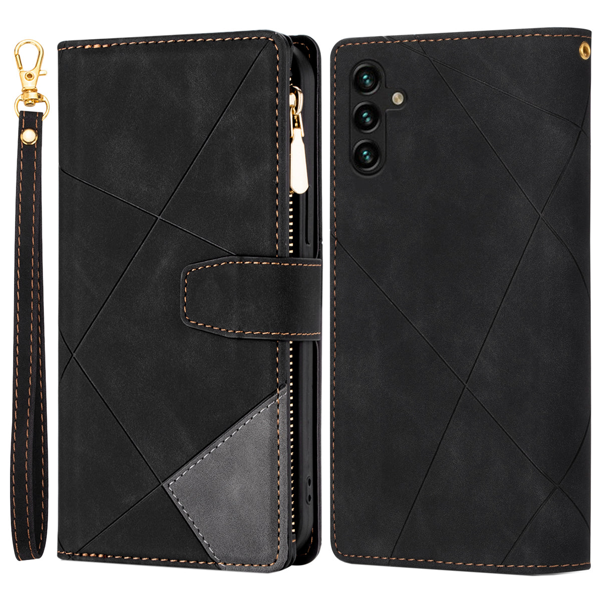 For Samsung Galaxy A25 5G (Global) (161.0 x 76.5 x 8.3mm) Leather Case Color Splicing Wallet Cover