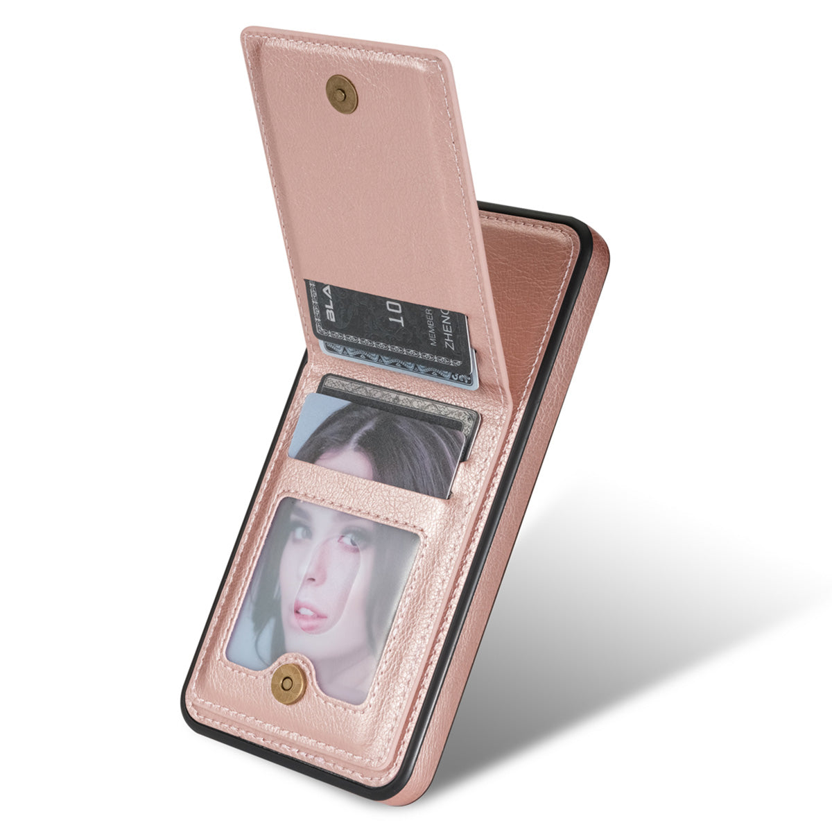 N.BEKUS For Samsung Galaxy S23 FE Case Leather Coated TPU Cover with Card Holder Kickstand