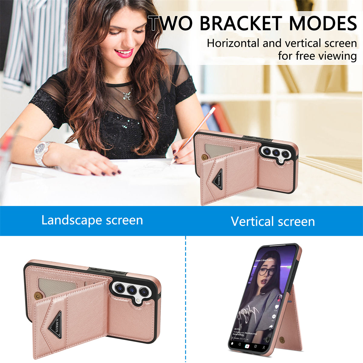 N.BEKUS For Samsung Galaxy S23 FE Case Leather Coated TPU Cover with Card Holder Kickstand
