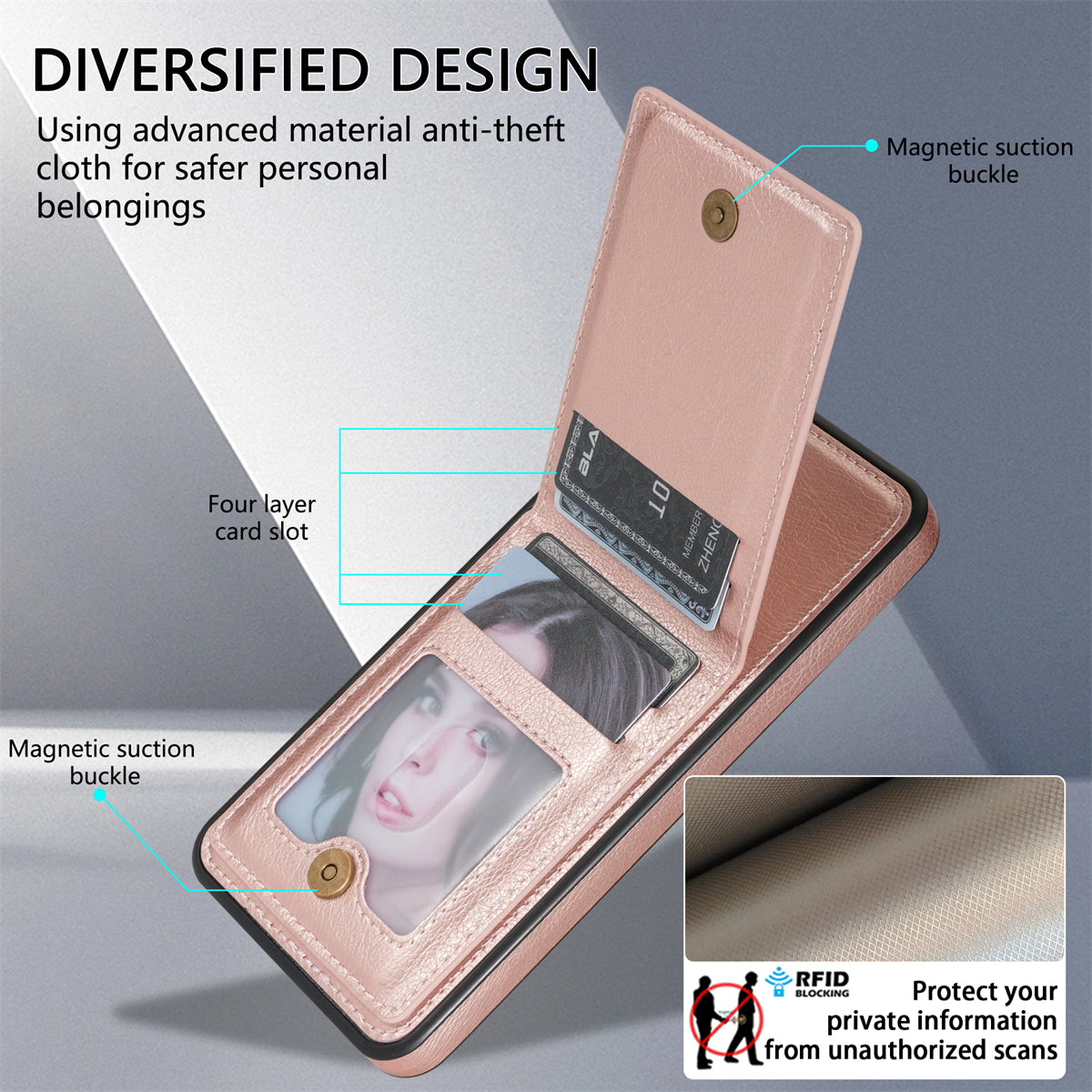 N.BEKUS For Samsung Galaxy S23 FE Case Leather Coated TPU Cover with Card Holder Kickstand