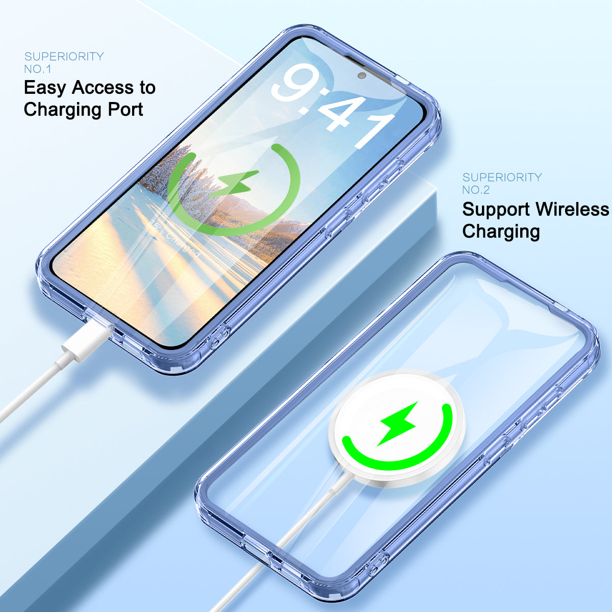 For Samsung Galaxy S24+ Cell Phone Case PC+TPU Shockproof Gradient Feather Cover