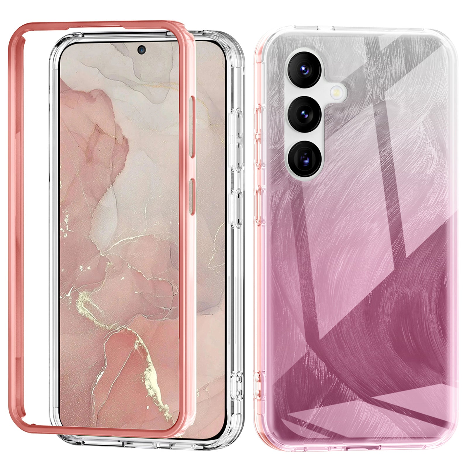 For Samsung Galaxy S24+ Cell Phone Case PC+TPU Shockproof Gradient Feather Cover