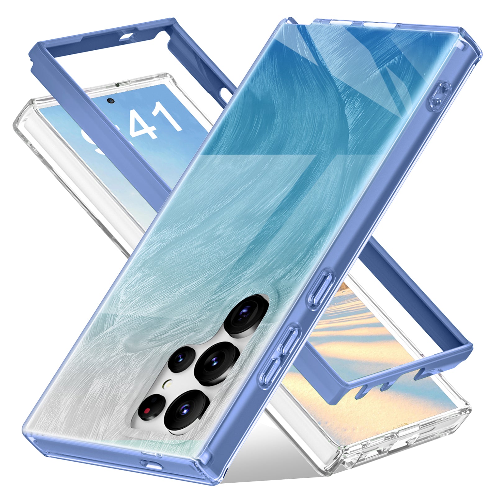 For Samsung Galaxy S24 Ultra Cell Phone Case Gradient Feather PC+TPU Shell