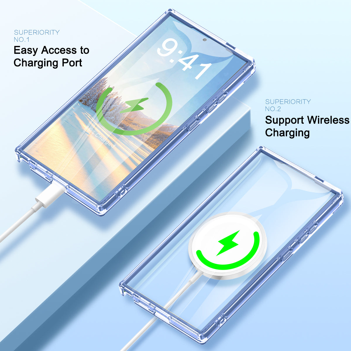 For Samsung Galaxy S24 Ultra Cell Phone Case Gradient Feather PC+TPU Shell