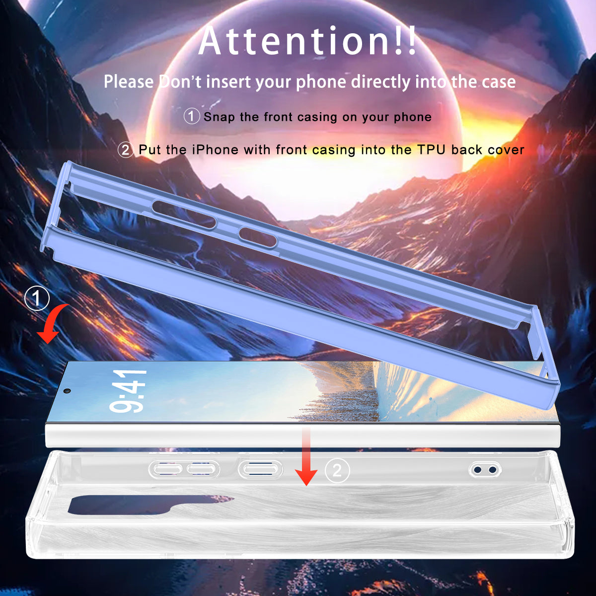 For Samsung Galaxy S24 Ultra Cell Phone Case Gradient Feather PC+TPU Shell