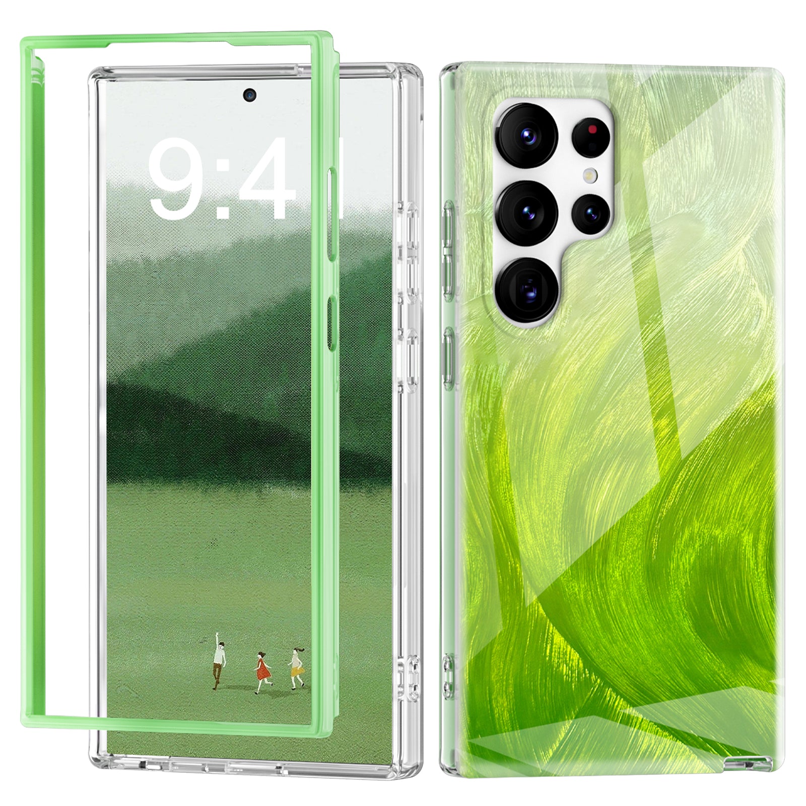 For Samsung Galaxy S24 Ultra Cell Phone Case Gradient Feather PC+TPU Shell