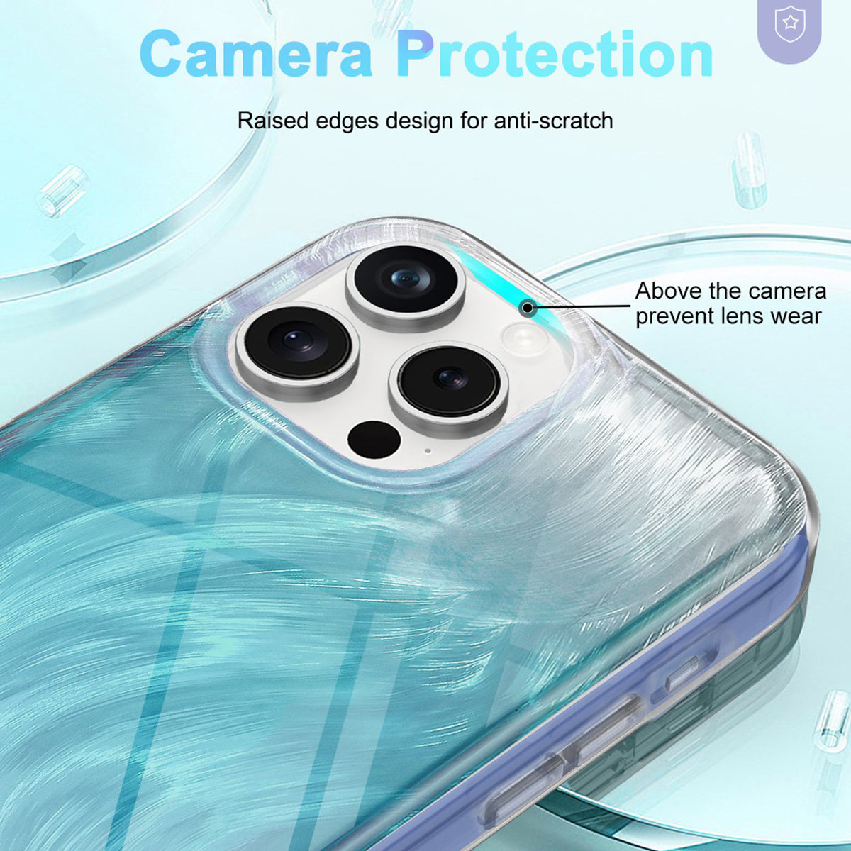 For iPhone 15 Pro Max Case Bump Proof PC+TPU Gradient Feather Back Phone Cover